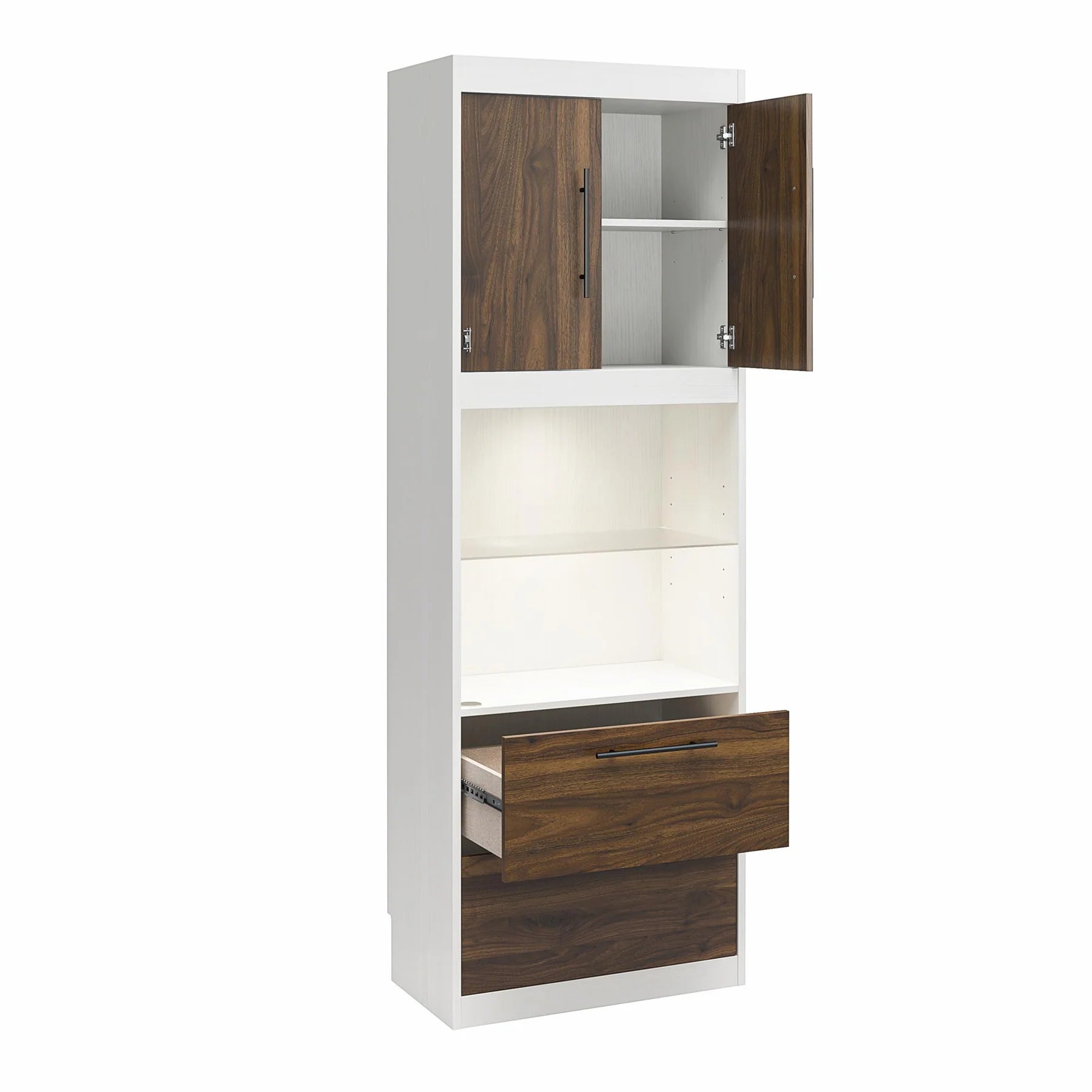Storage Cabinet with Drawers and Touch Sensor LED Lighting