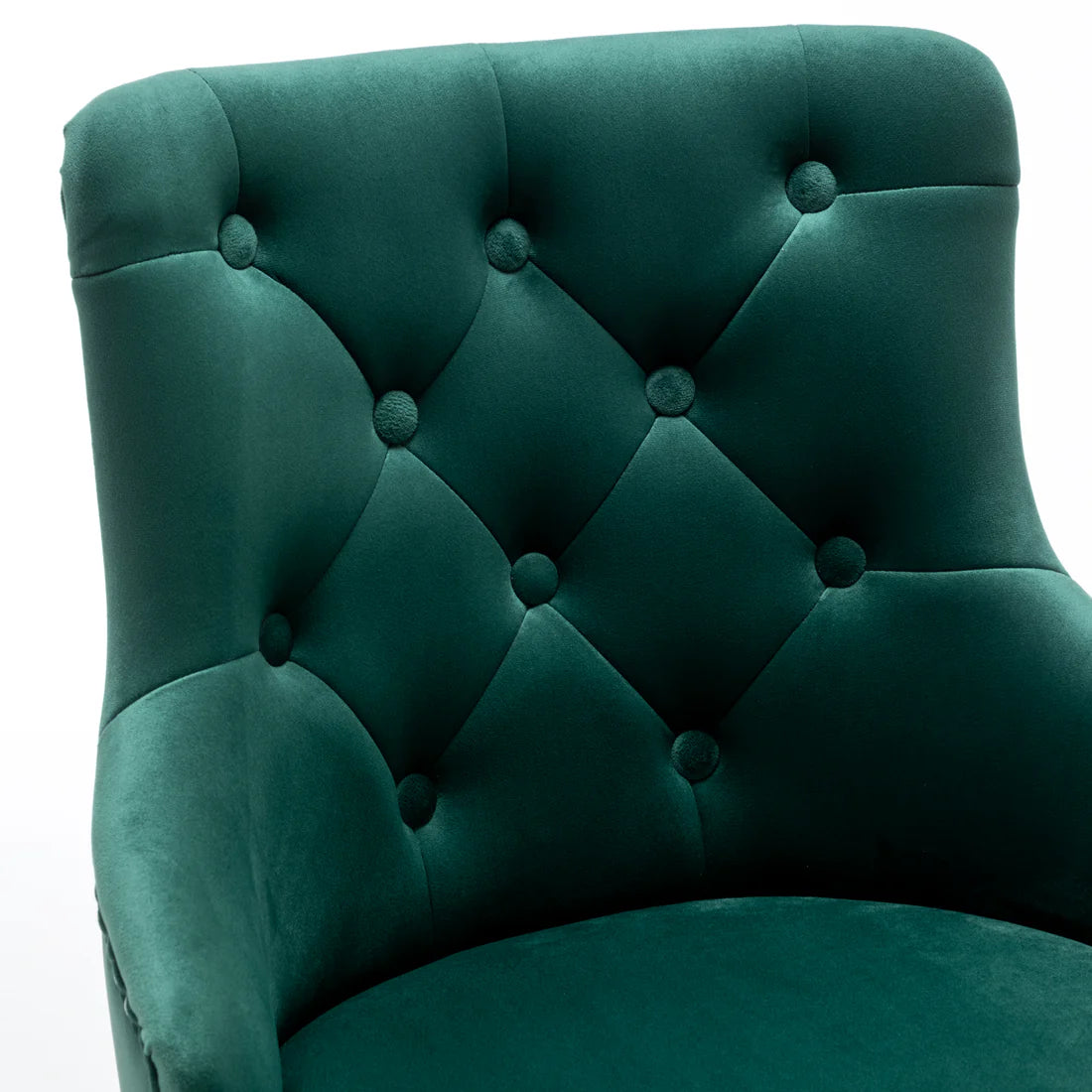 Upholstered Dining Adjustable Seat, High Back Stool Bar Chair Green Tufted