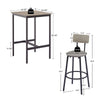 Bar Table Set with 2 Bar Stools PU Soft Seat with Backrest, Grey