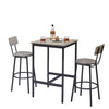 Bar Table Set with 2 Bar Stools PU Soft Seat with Backrest, Grey