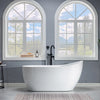 Acrylic Freestanding Bathtub Contemporary Soaking Tub with Brushed Nickel Overflow and Drain, White