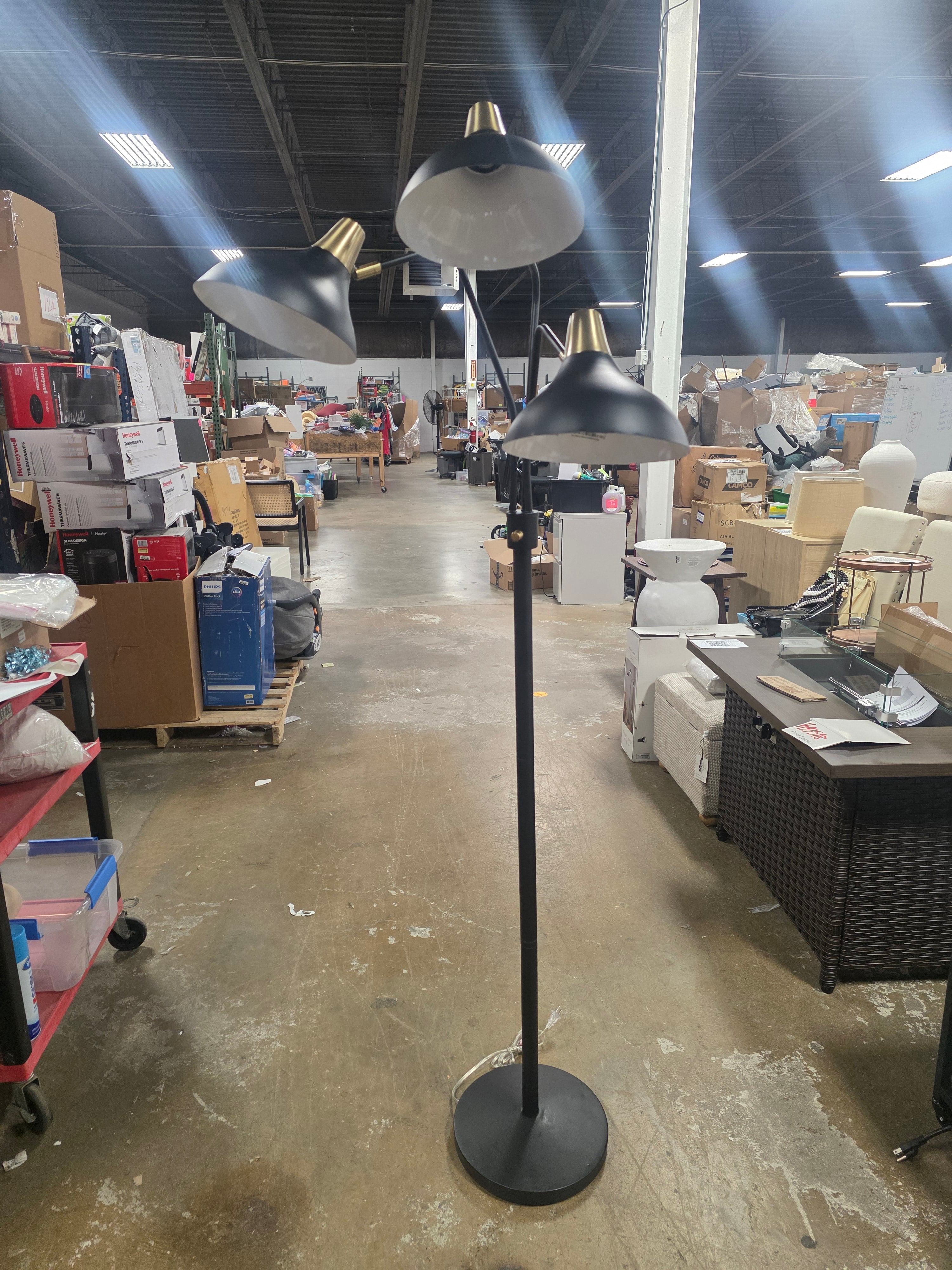 3-Head Floor Lamp Black - Threshold™ - SHOWROOM ITEM