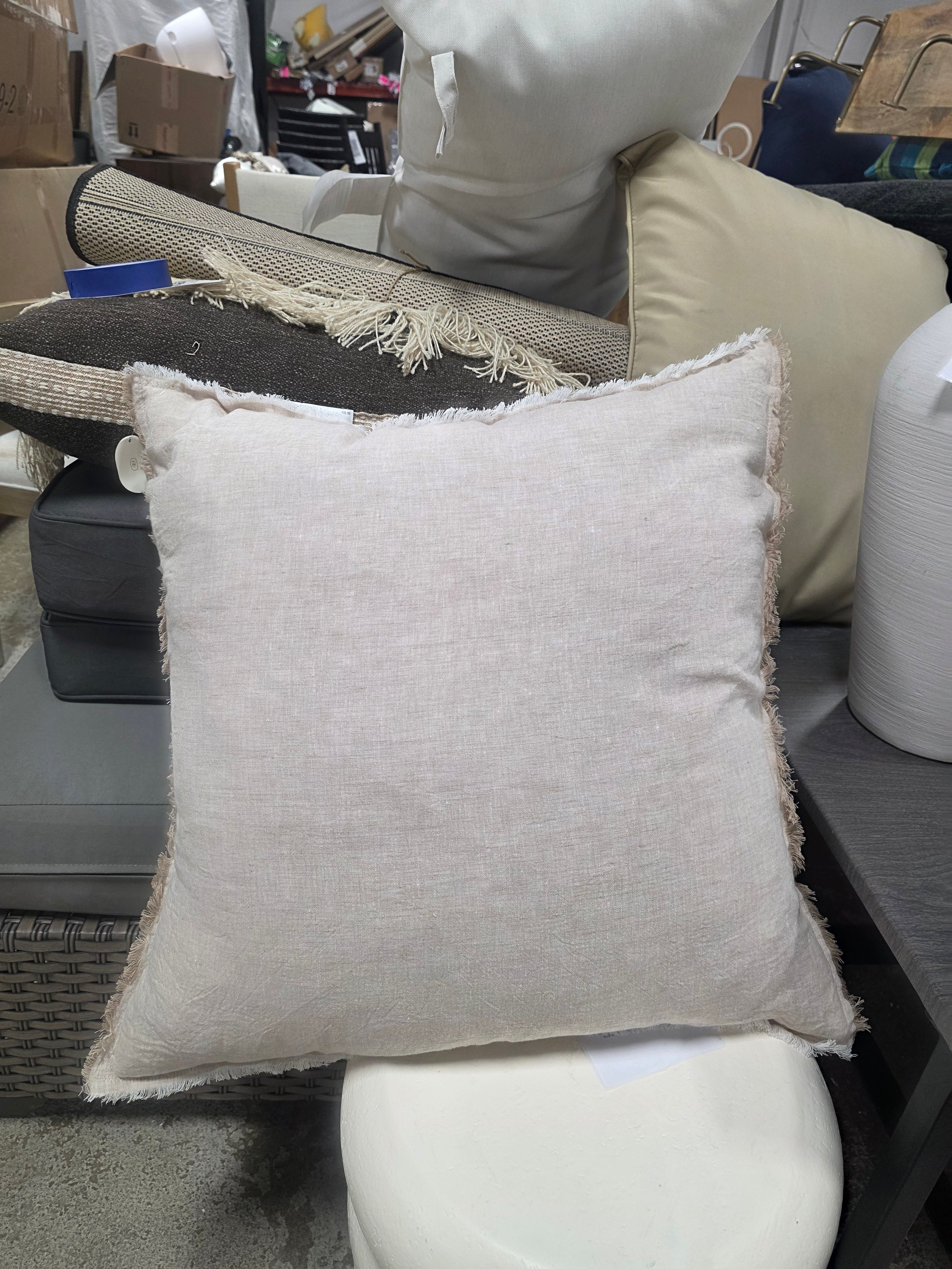 Oversized Reversible Linen Square Throw Pillow with Frayed Edges - Threshold™ - SHOWROOM ITEM