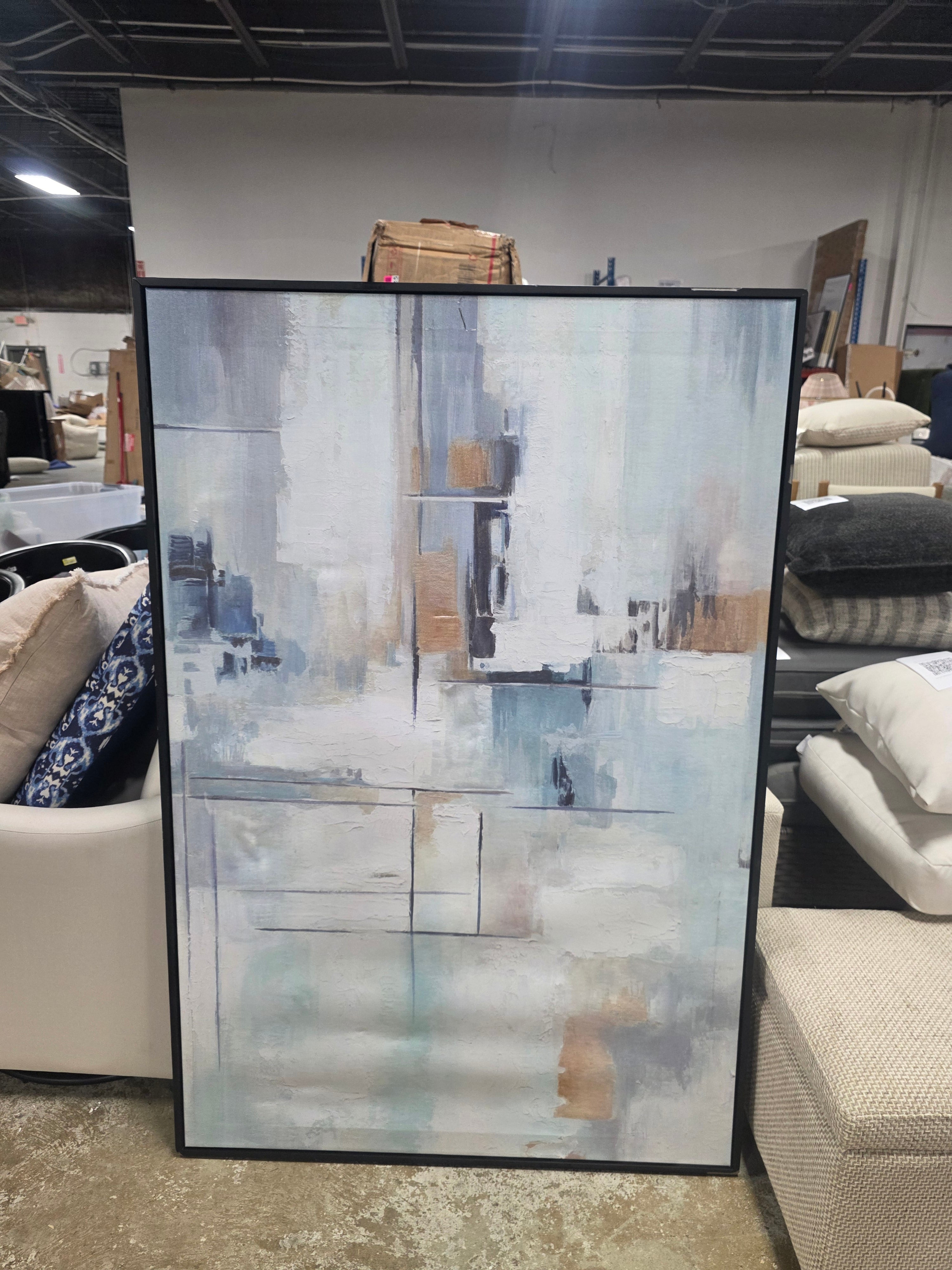Blue Abstracts " House Of Lines II " by Art Remedy on Canvas - SHOWROOM ITEM