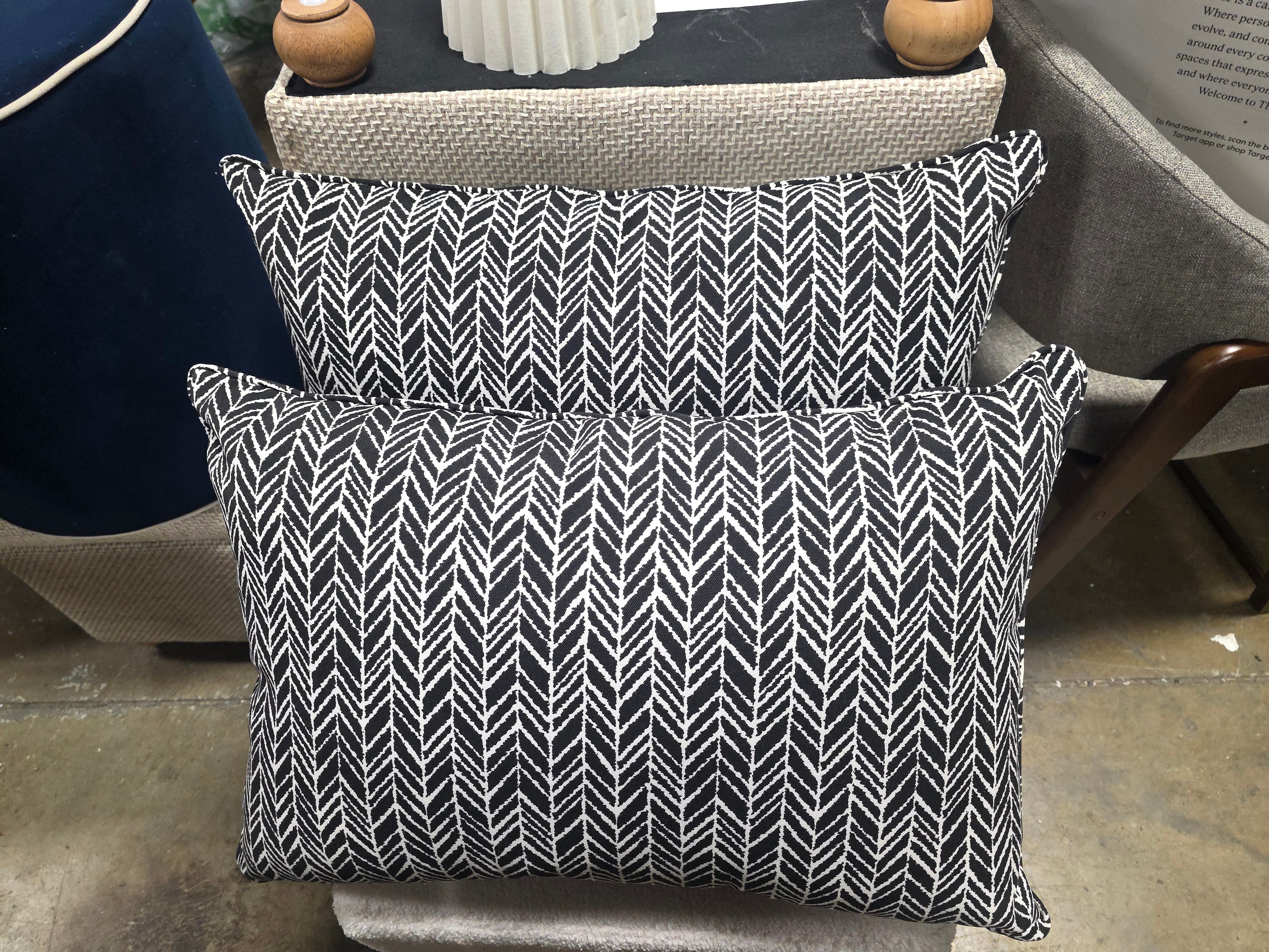 Pillow Outdoor/Indoor Herringbone Night Lumbar Pillows (Set of 2) - SHOWROOM ITEM