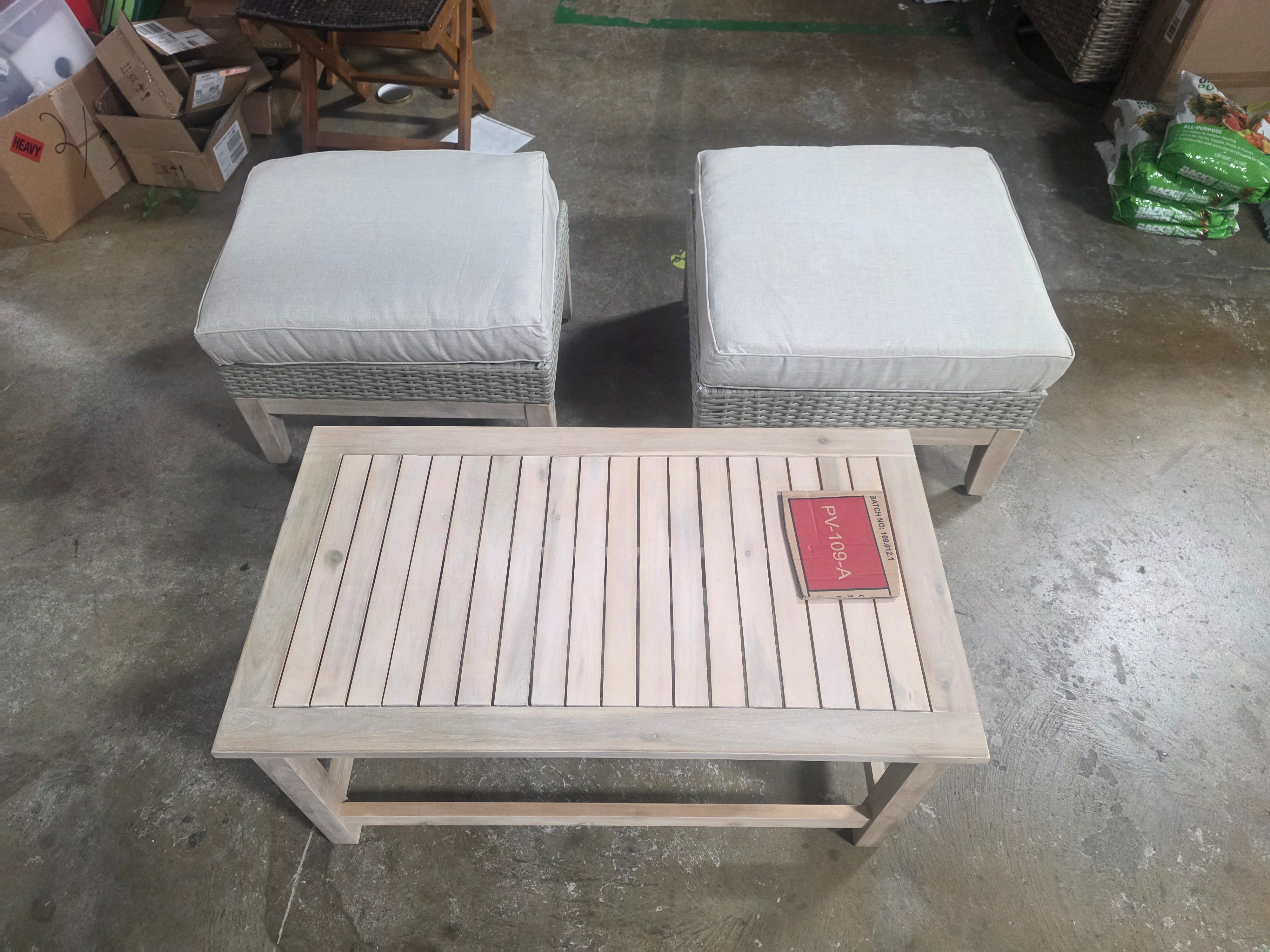 MF Studio 3 Pieces Outdoor Patio Conversation Set Wicker Furniture - SHOWROOM ITEM