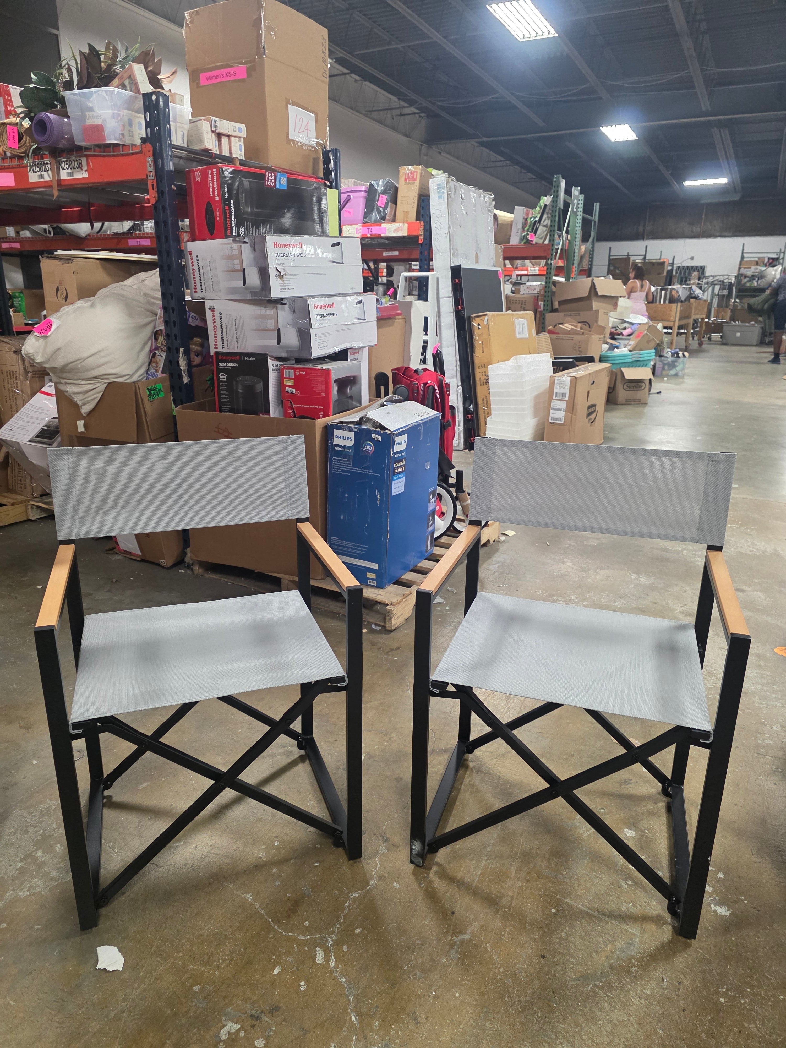Henning Folding Patio Chair Gray (Set of 2) - Threshold™ - SHOWROOM ITEM