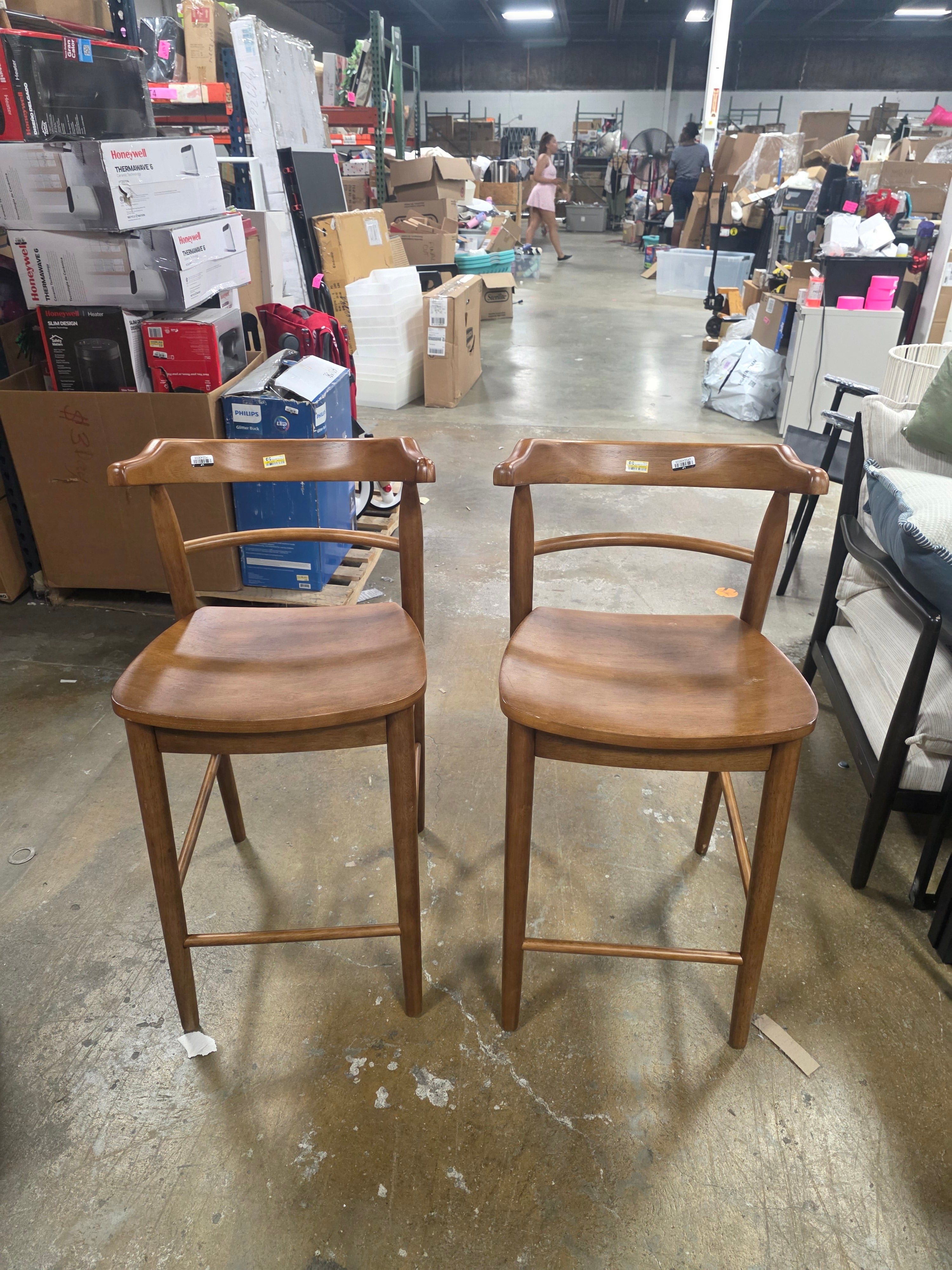 Kaysville Curved Back Wood Counter Height Barstools (Set of 2) - Threshold™ - SHOWROOM ITEM