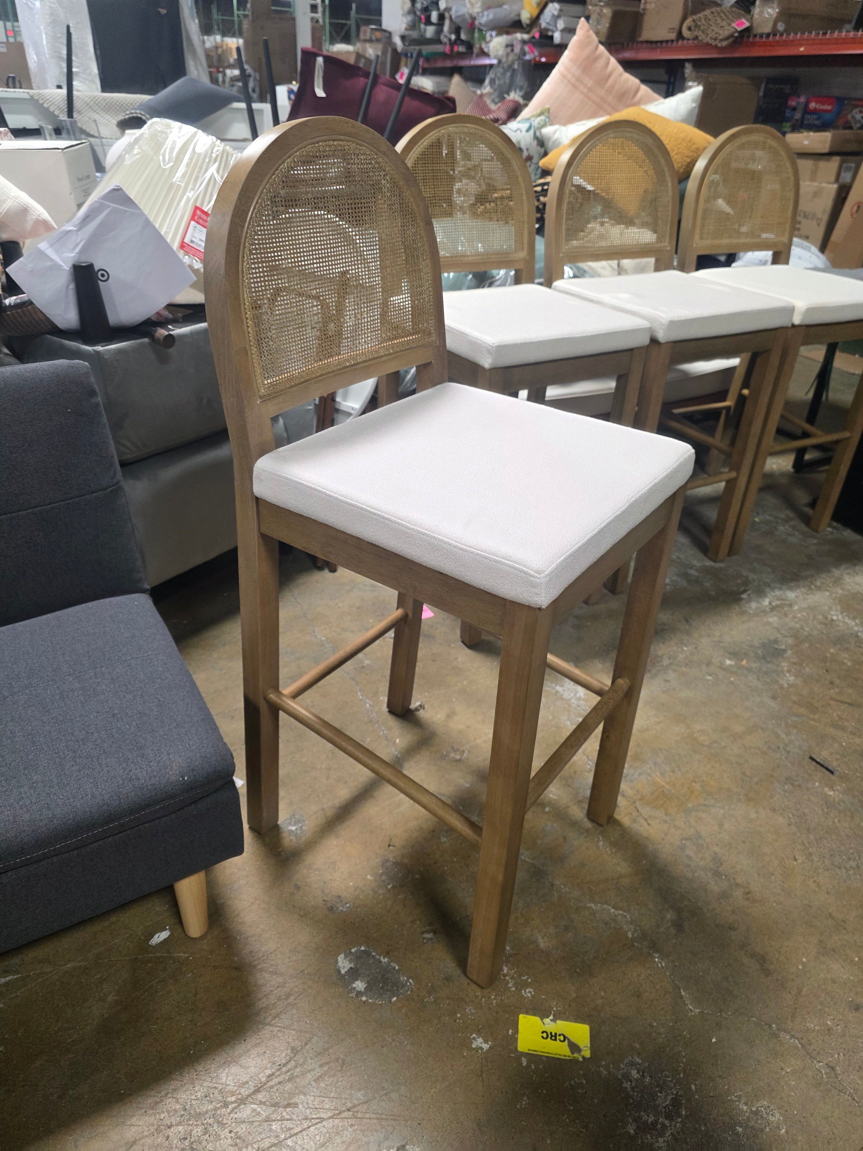 Boucle & Rattan Bar Stools Light Brown (Set of 4) - SHOWROOM ITEM