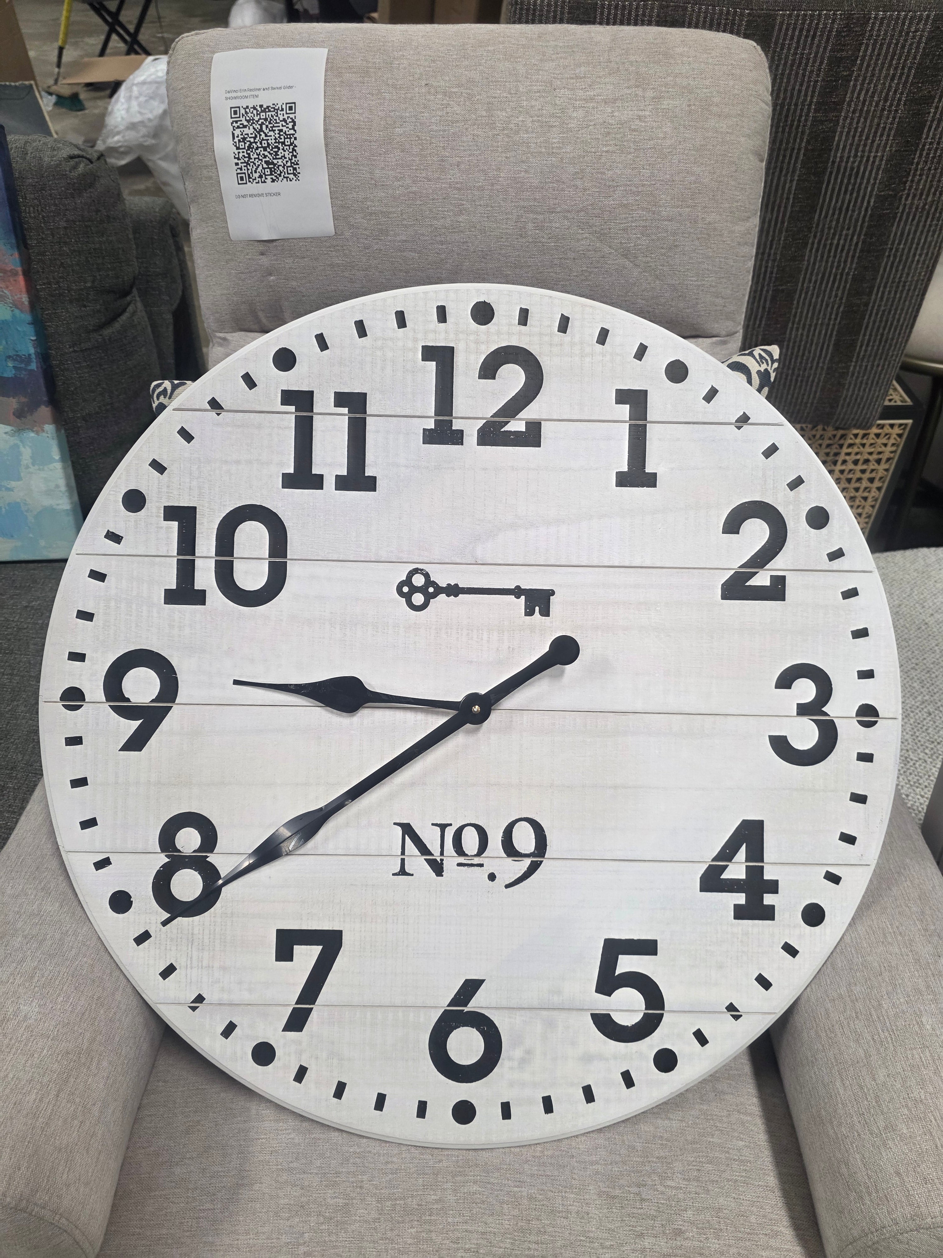 26" Farmhouse Wood Wall Clock White - Threshold - SHOWROOM ITEM