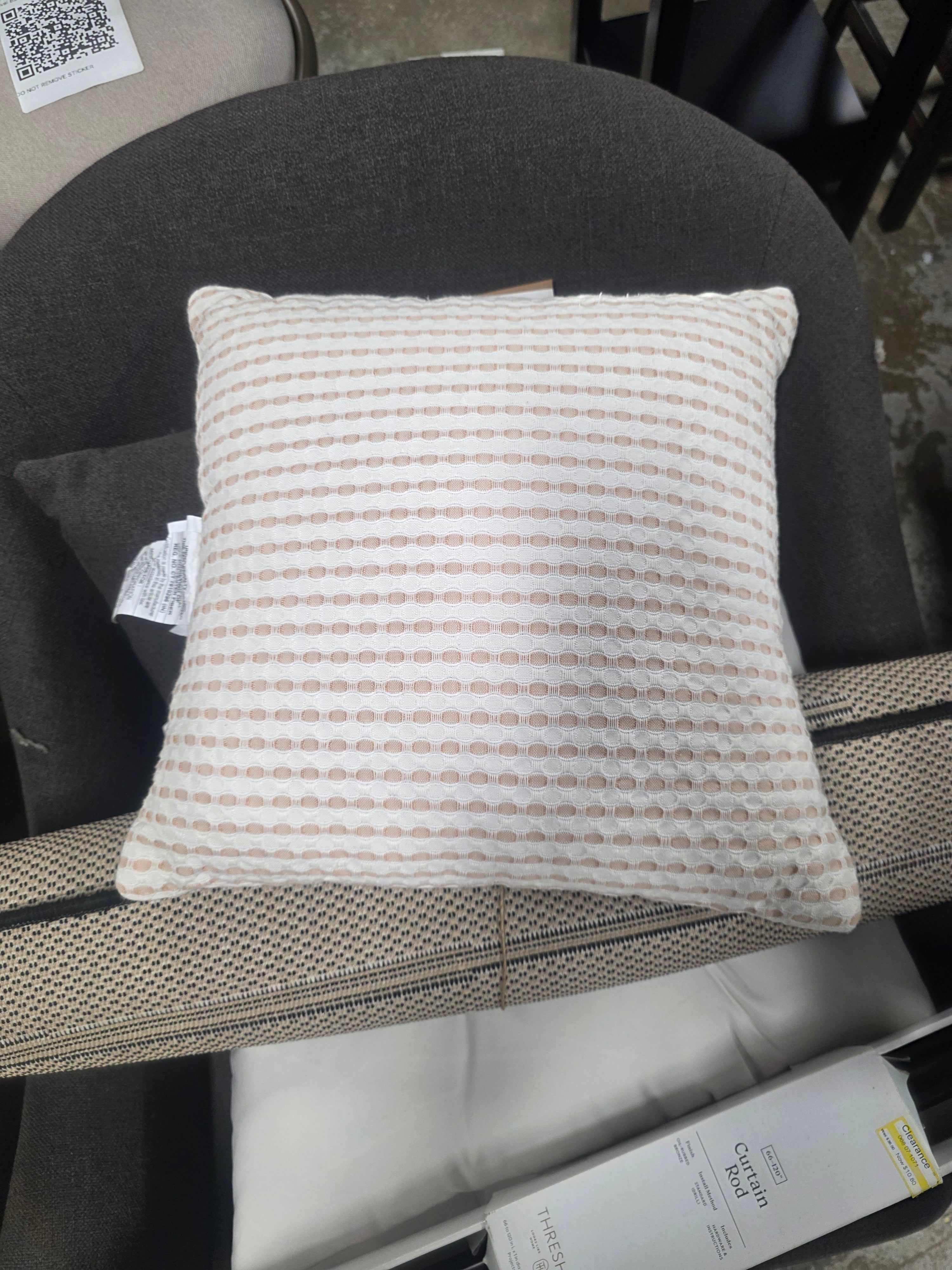 18"x18" Waffle Woven Square Outdoor Throw Pillows Beige - Threshold - SHOWROOM ITEM