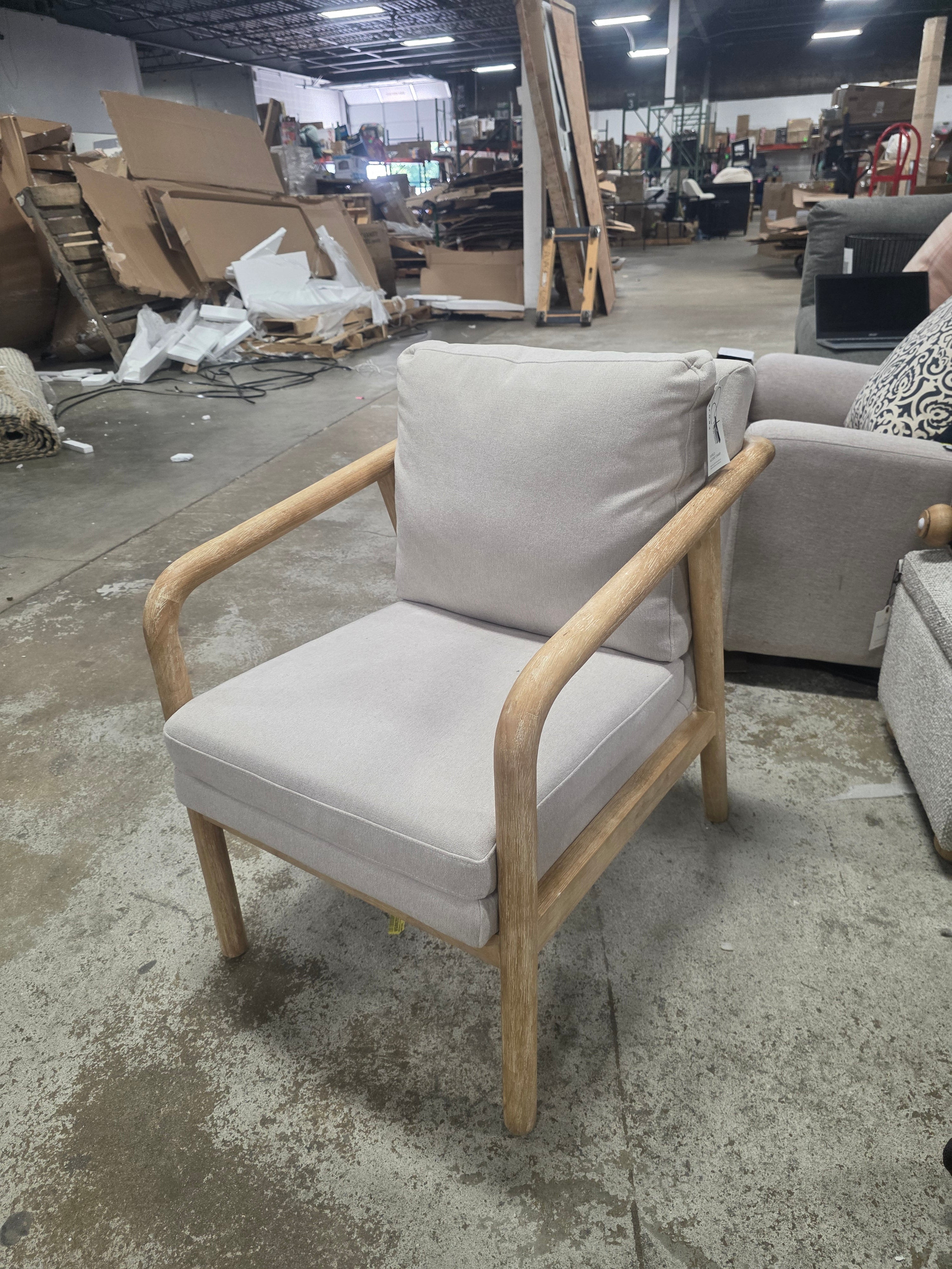 Tufeld Wood Armchair Beige - Threshold™: - SHOWROOM ITEM