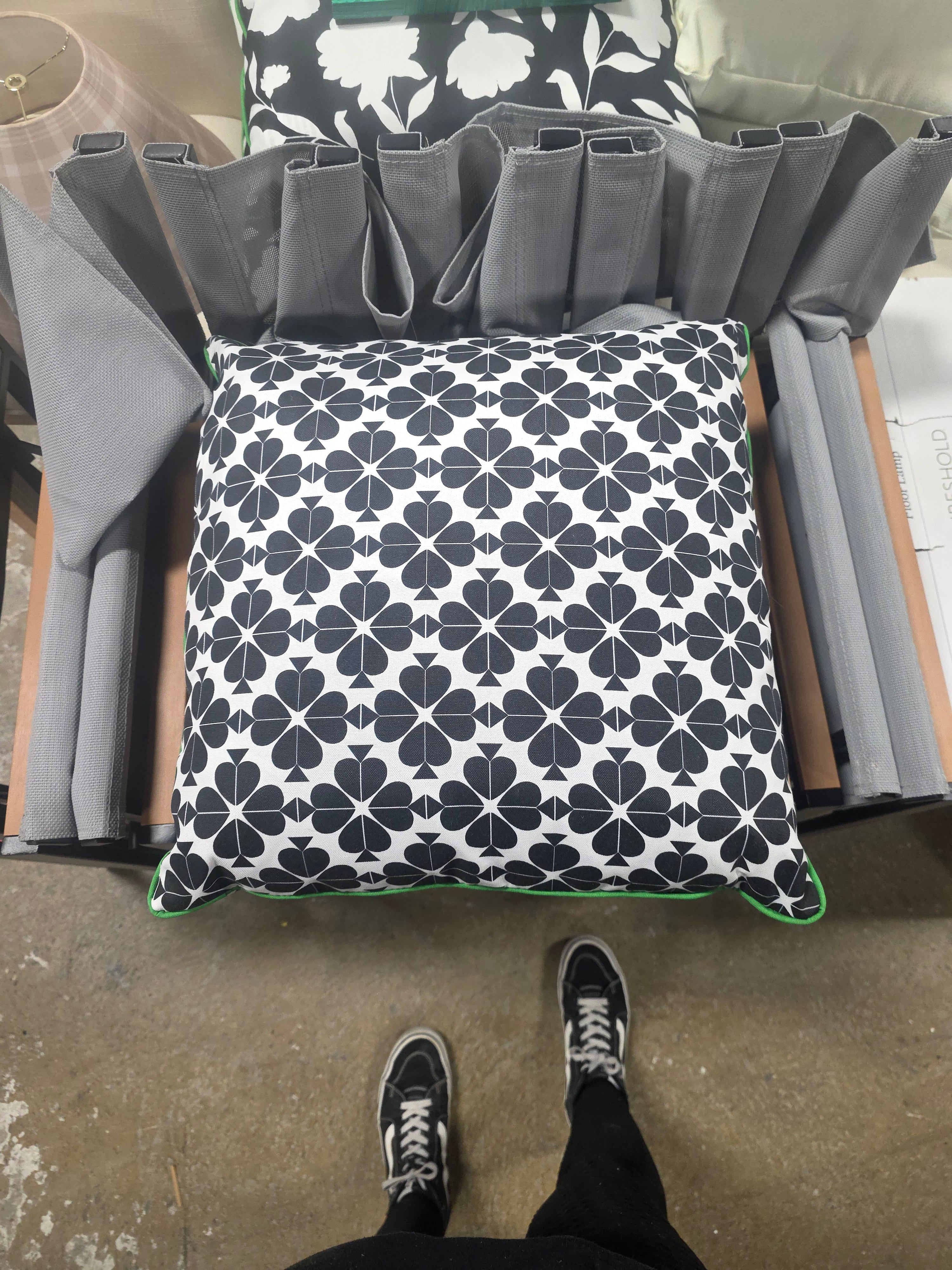 Kate Spade Black & White Floral Spade Design 20" Square Accent Throw Pillow - SHOWROOM ITEM