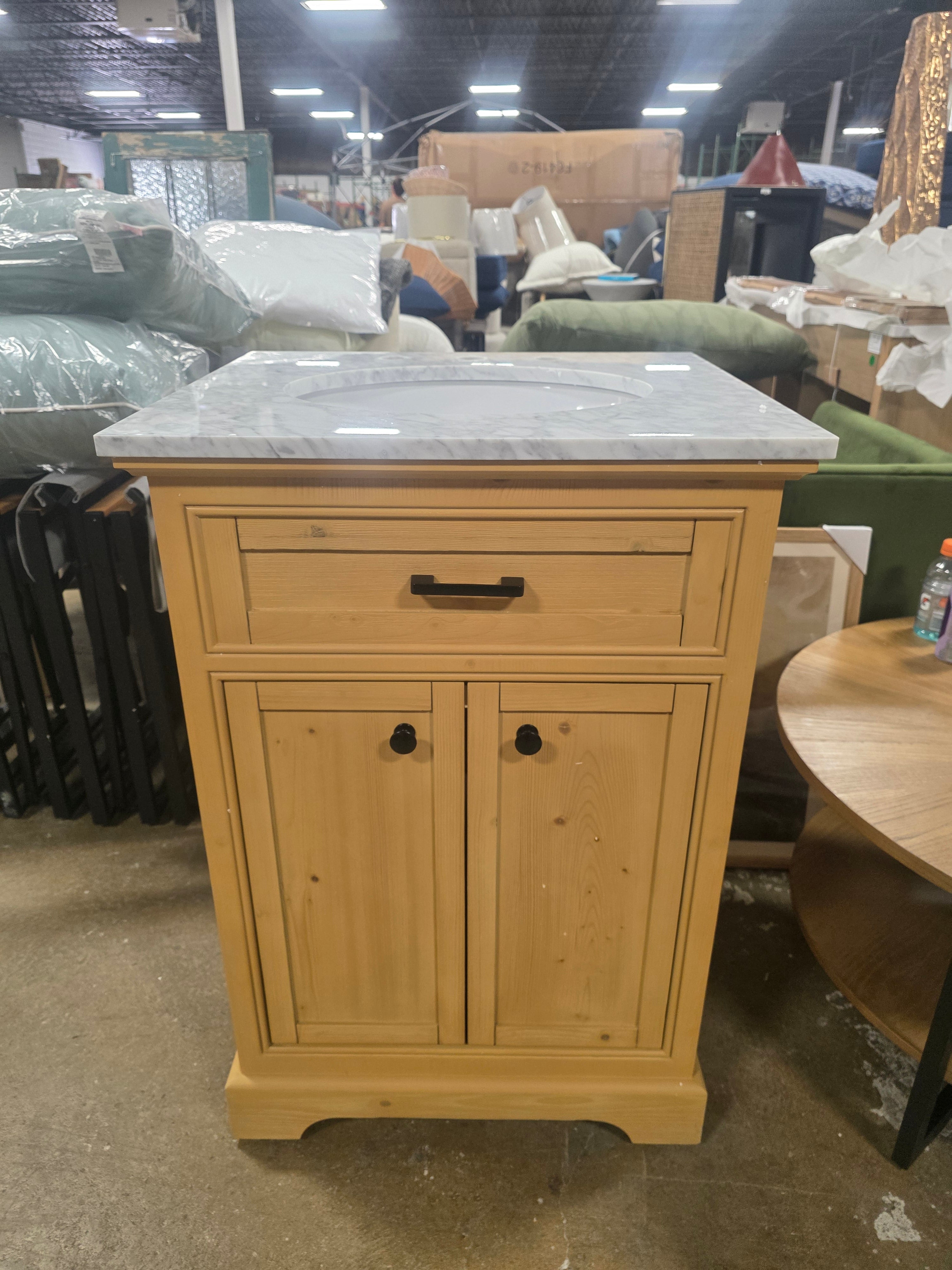 Elegant Decor Americana 24" Aluminum MDF Single Bathroom Vanity in Natural Wood - SHOWROOM ITEM