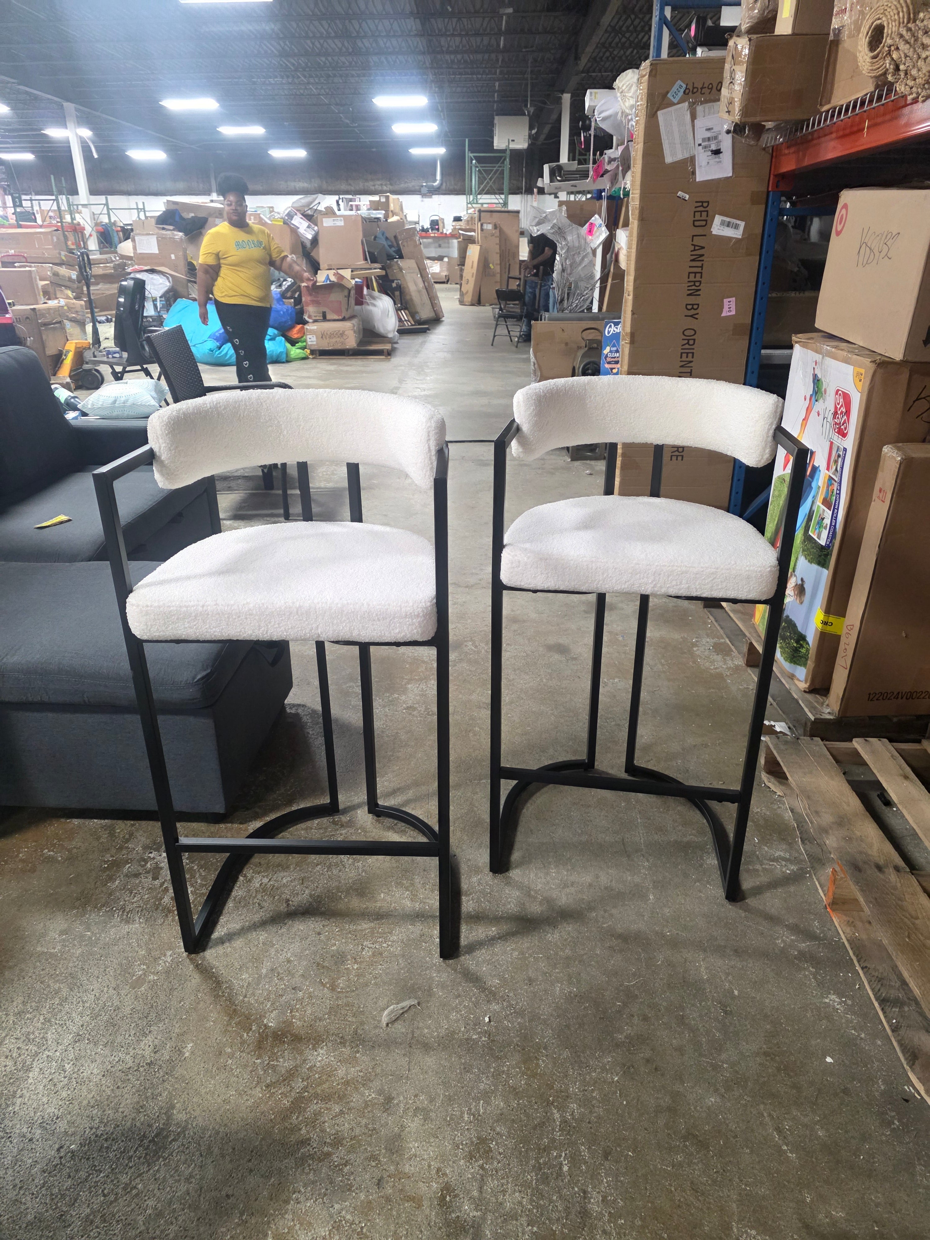 Modern Upholstered Hollow Bar Stool - (Set of 2) - SHOWROOM ITEM