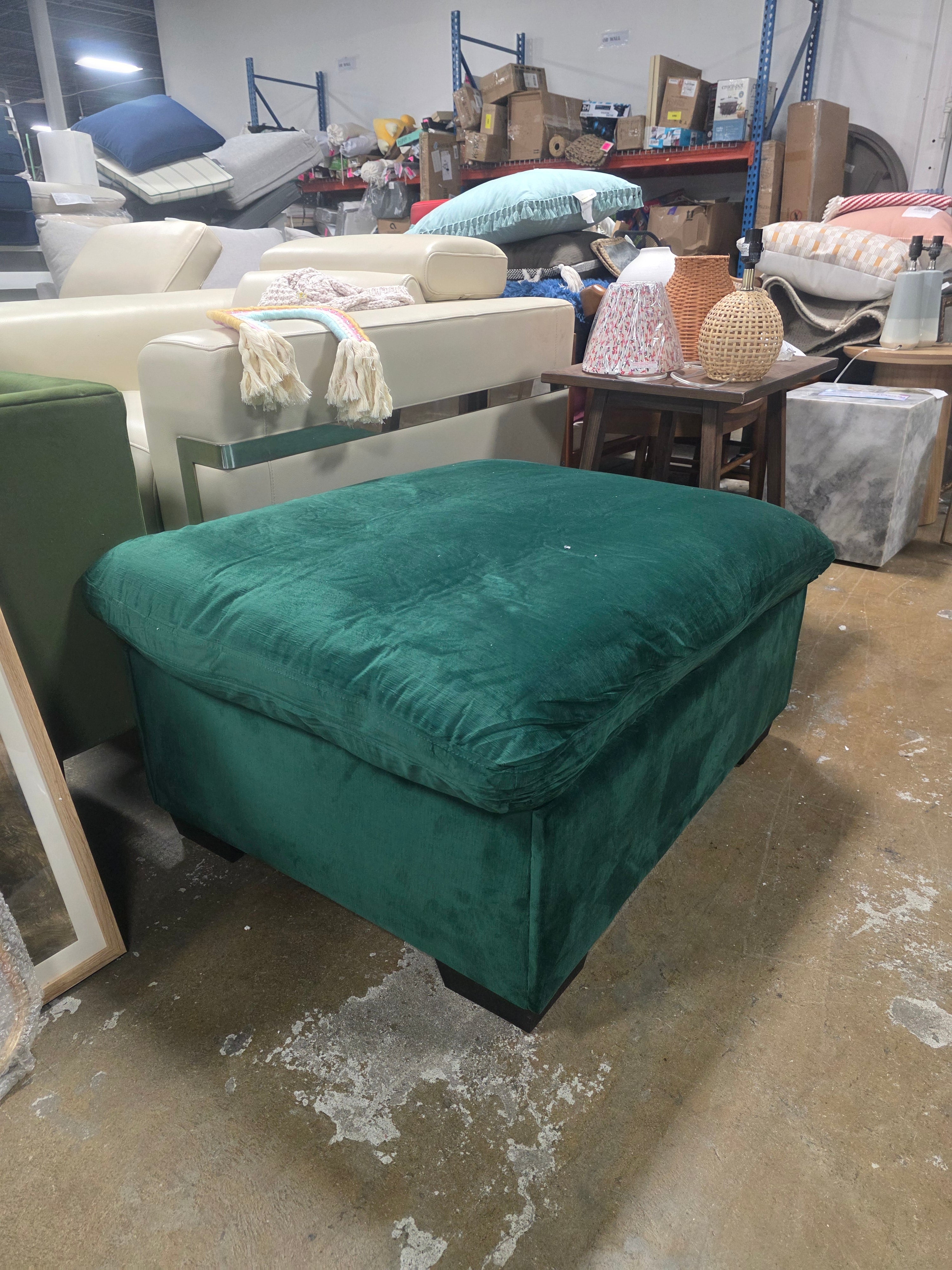 Cloudies Storage Ottoman Tan Velvet - SHOWROOM ITEM