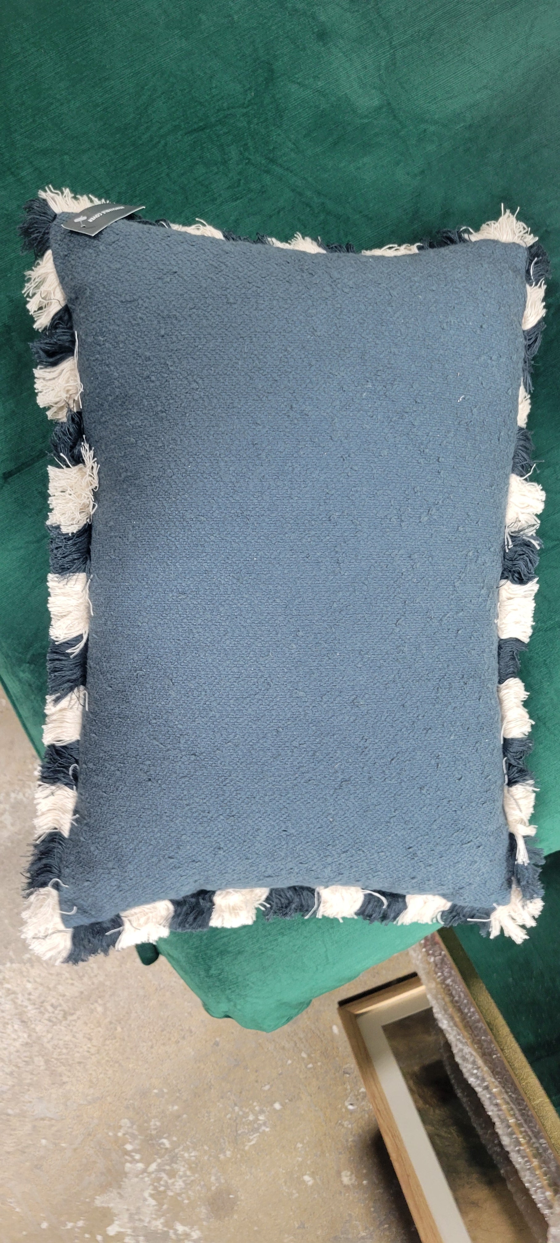 Solid Texture Lumbar Throw Pillow with Stripe Fringe - Threshold™ - SHOWROOM ITEM