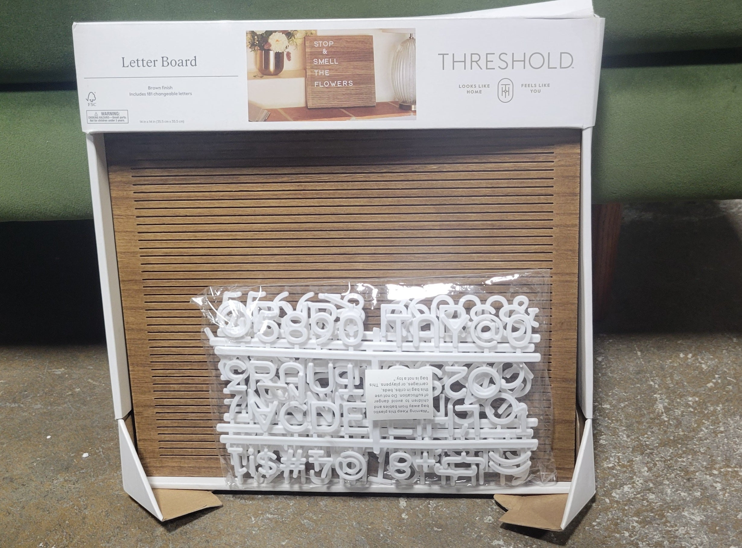 14"x 14" Wood Letter Board Brown - Threshold™ - SHOWROOM ITEM