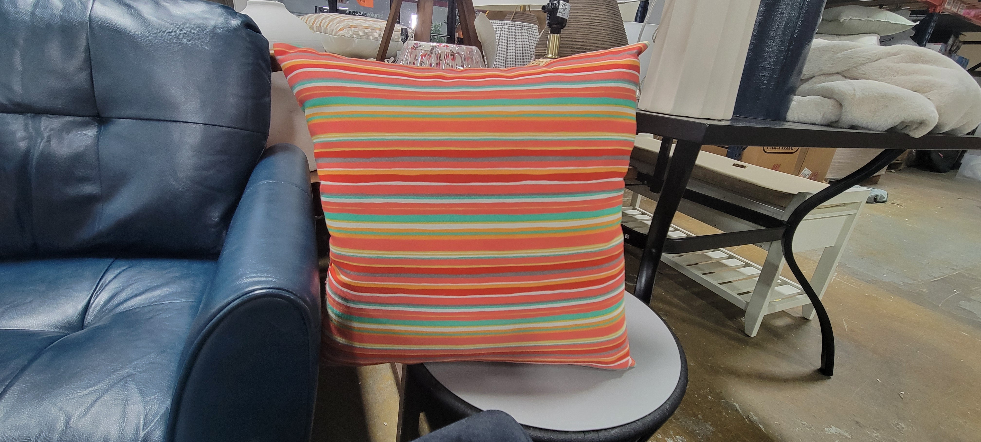 Greendale Home Fashions Striped Watermelon Square throw pillow - SHOWROOM ITEM