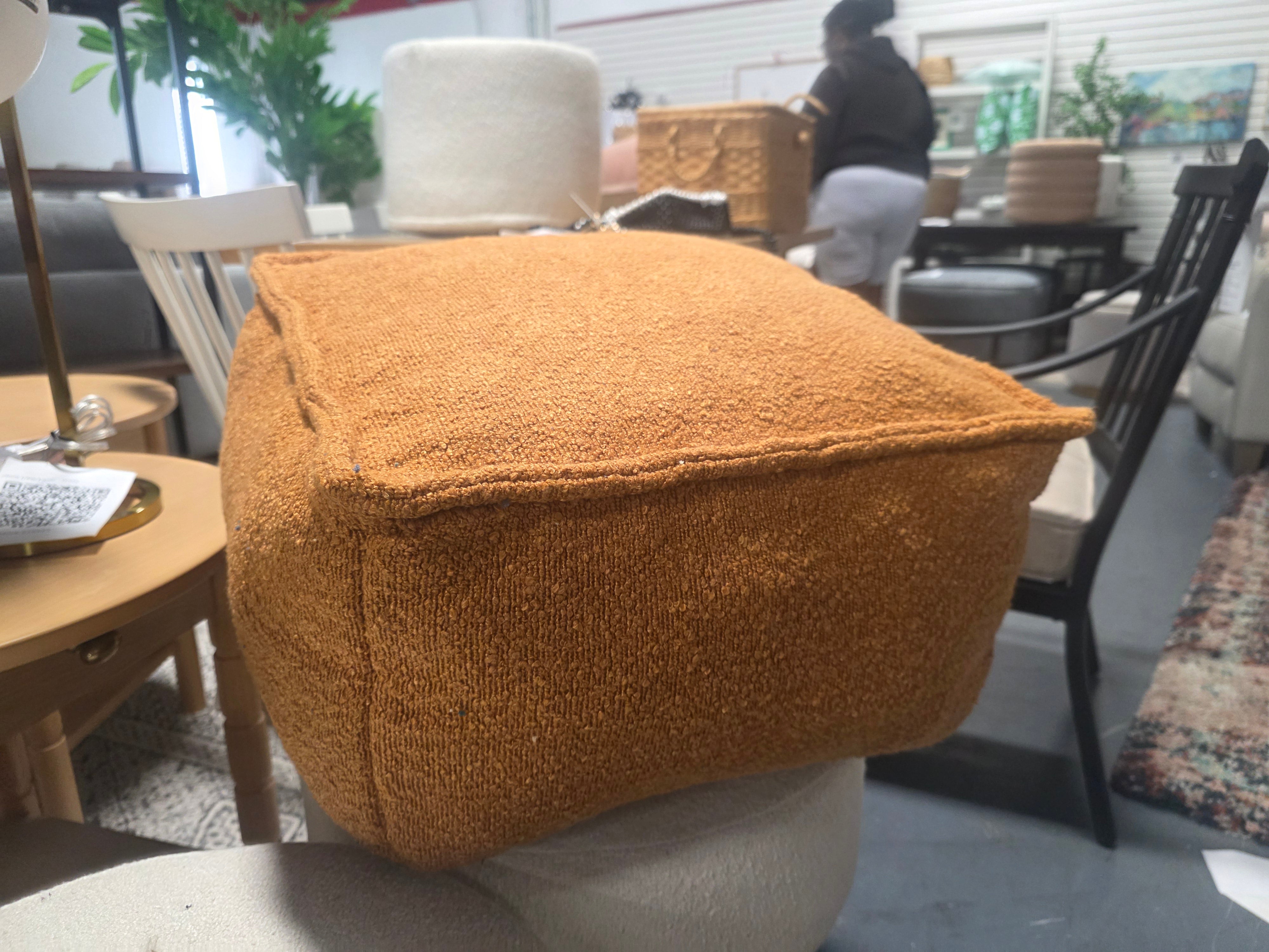 Orange 16x16 Boucle Ottoman - SHOWROOM ITEM