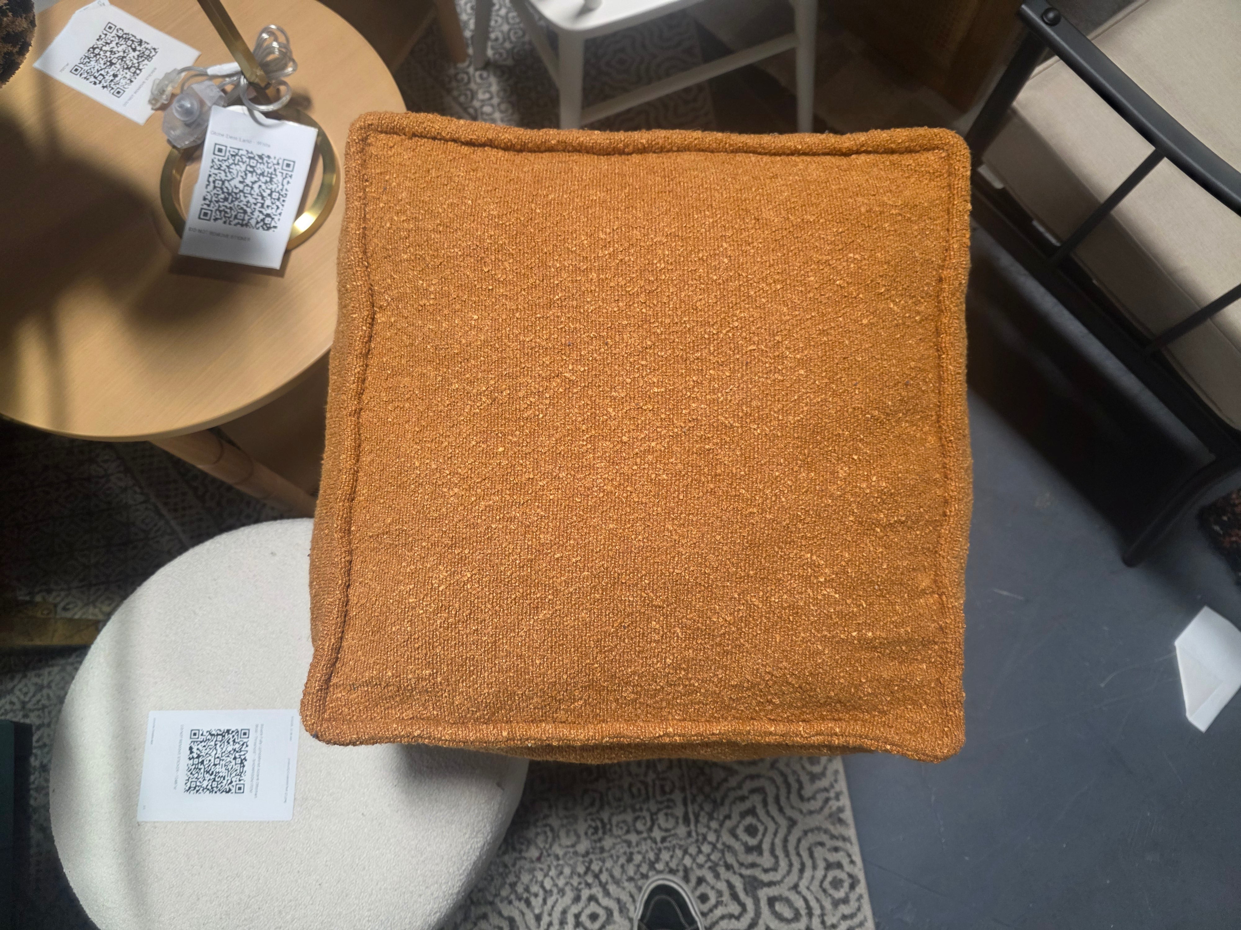 Orange 16x16 Boucle Ottoman - SHOWROOM ITEM