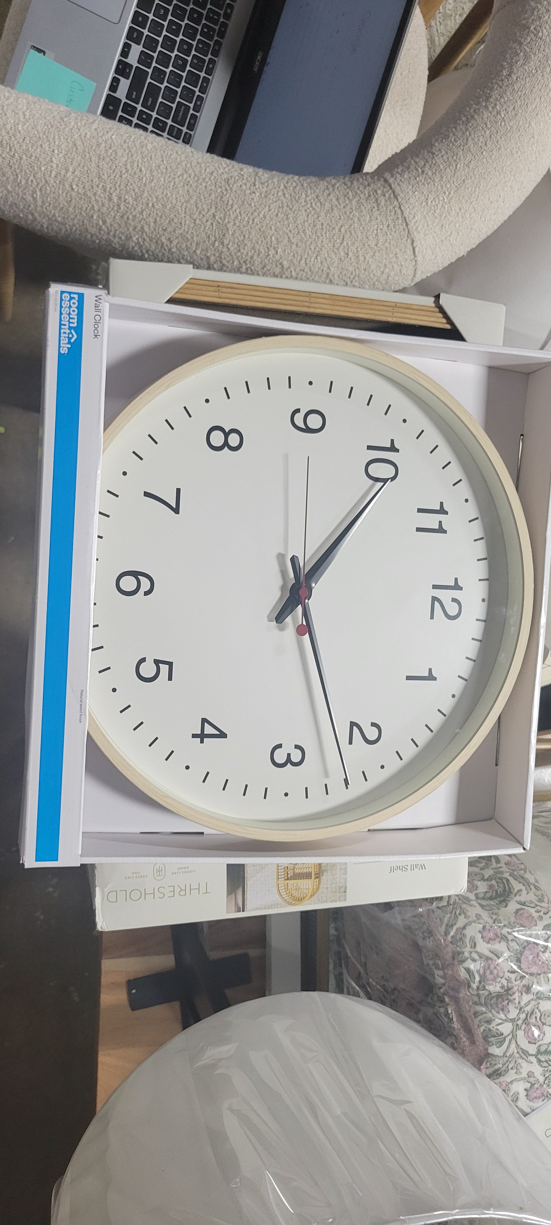 15.5" Schoolhouse Wall Clock Natural Wood Grain - Room Essentials™ - SHOWROOM ITEM