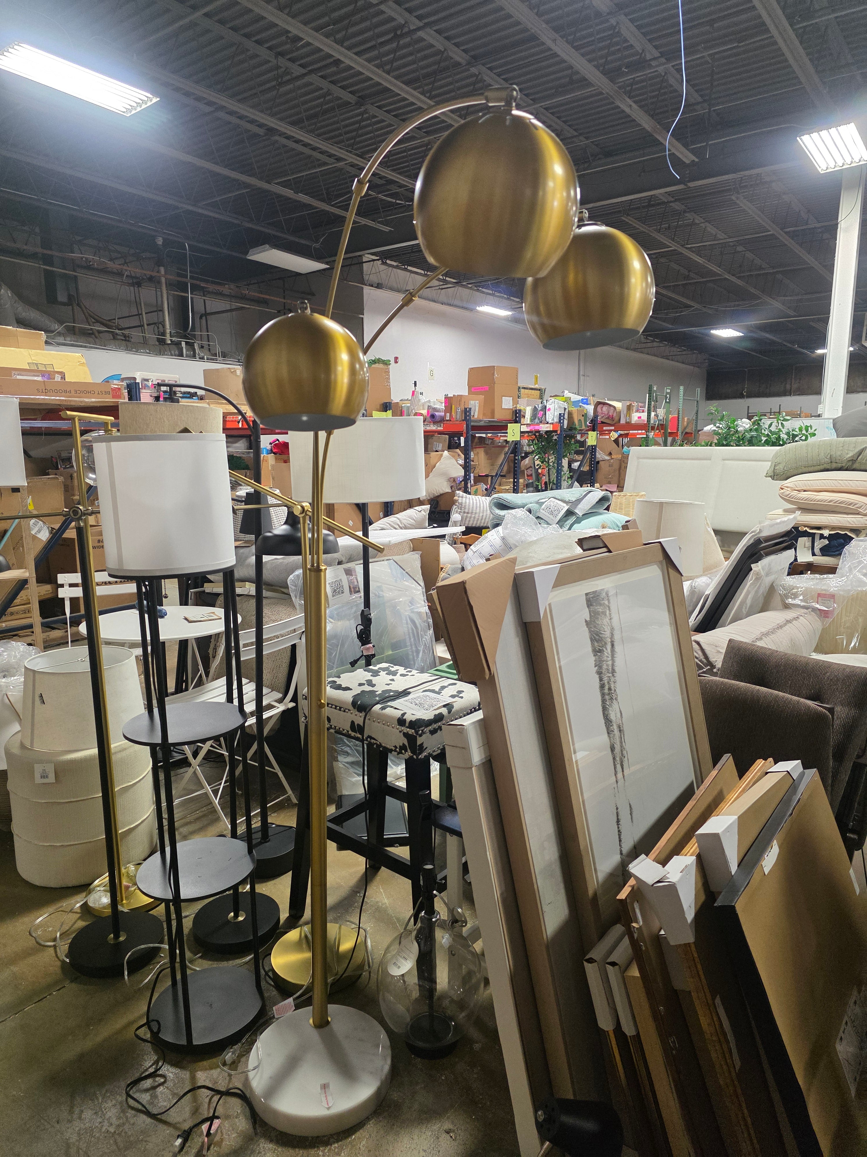 75.5"x29.5" Span 3-Head Metal Globe Floor Lamp Brass - Threshold™ - SHOWROOM ITEM 