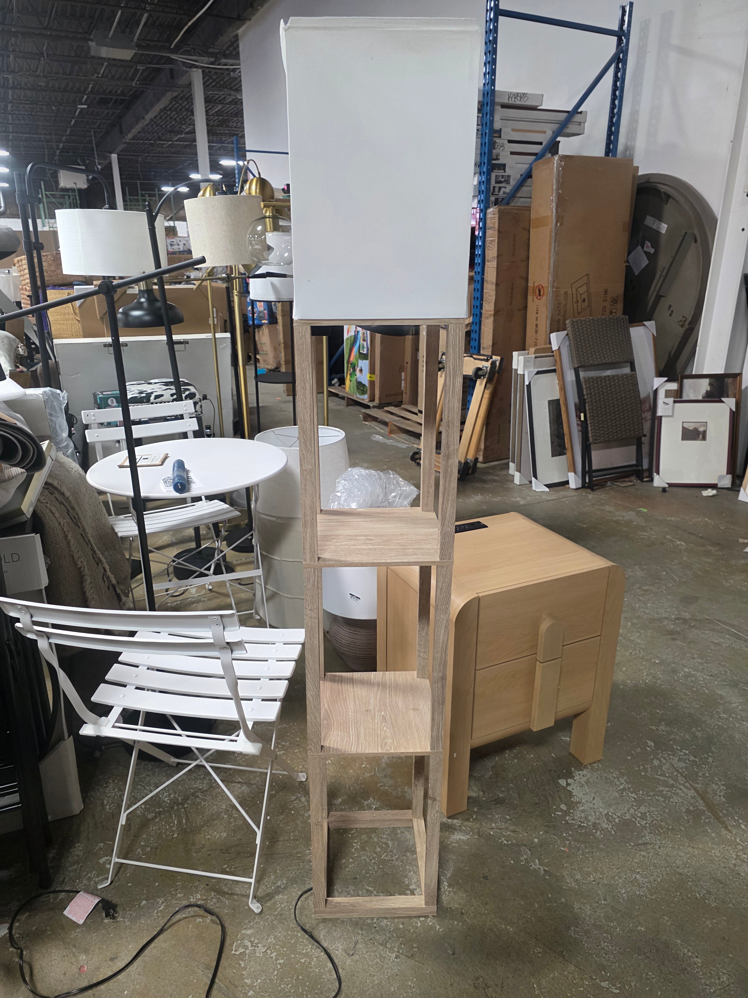 62.5" Alabaster Shelf Floor Lamp Light Brown - Threshold - SHOWROOM ITEM 