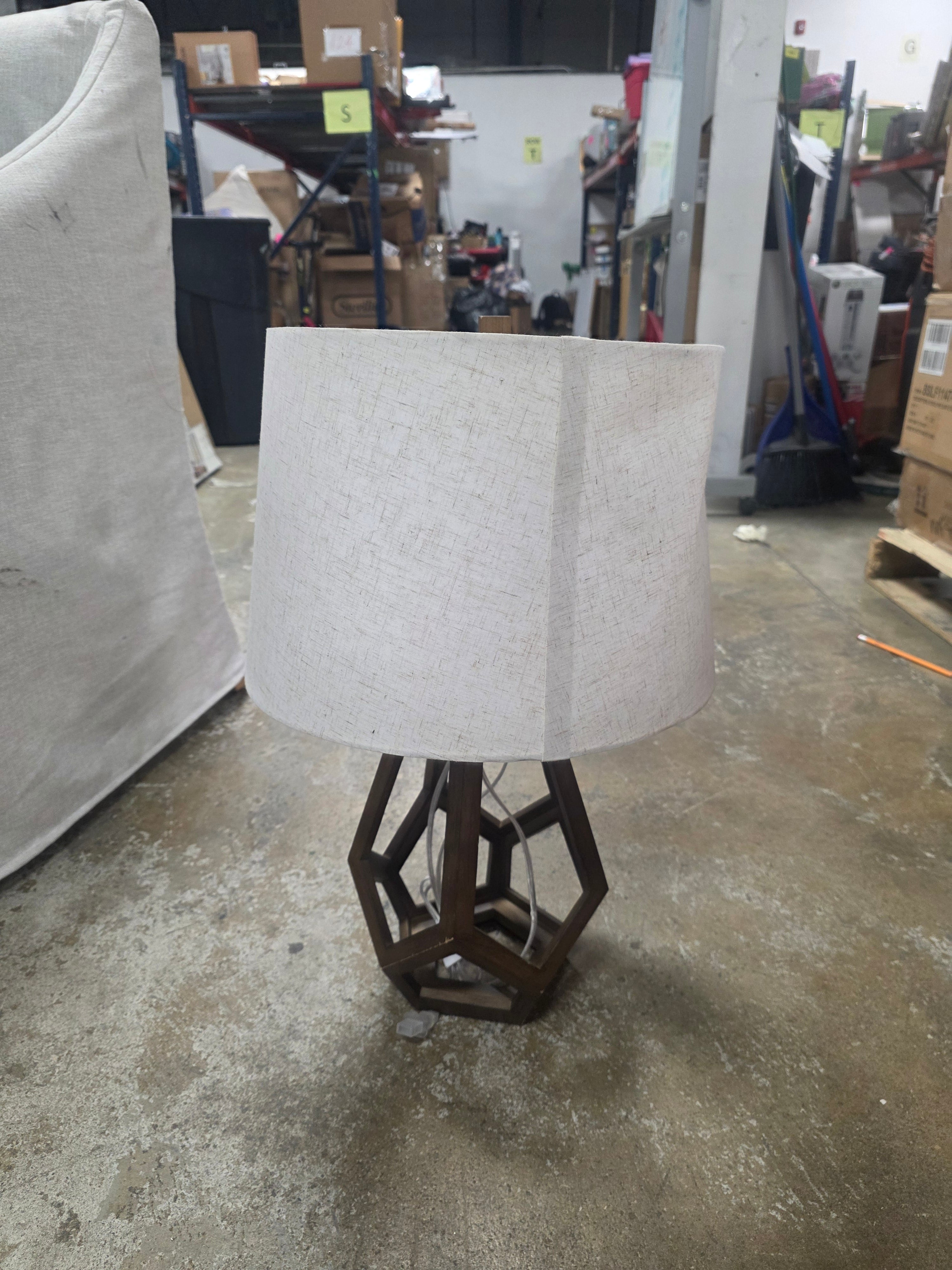 Large Wood Geo Assembled Table Lamp Brown - Threshold™ - SHOWROOM ITEM 