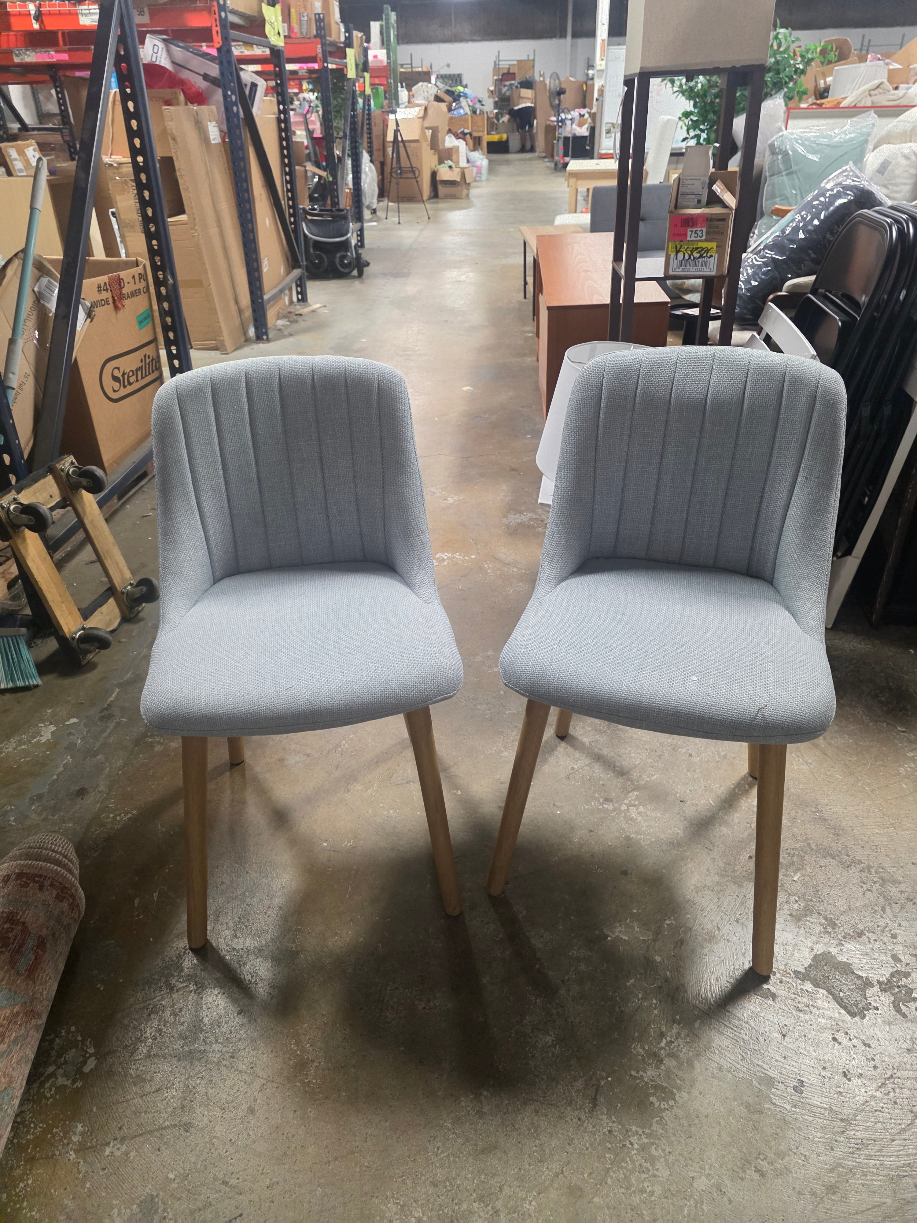 Modern Fabric Upholstered Kitchen Chairs with Solid Oak Legs (Set of 2) - SHOWROOM ITEM 