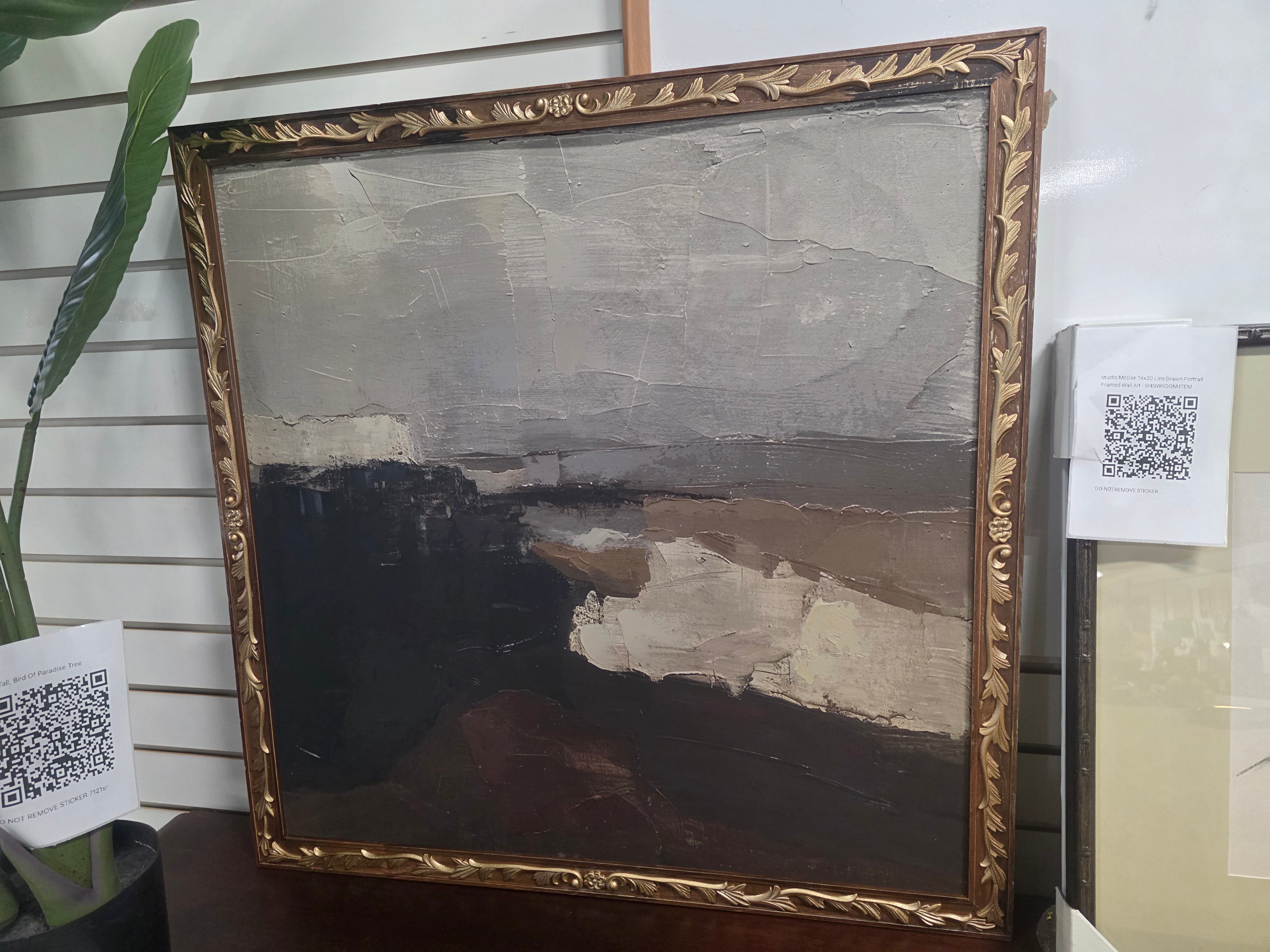 28"x28" Dark Modern Abstract Framed Art - Threshold™ designed with Studio McGee - SHOWROOM ITEM 