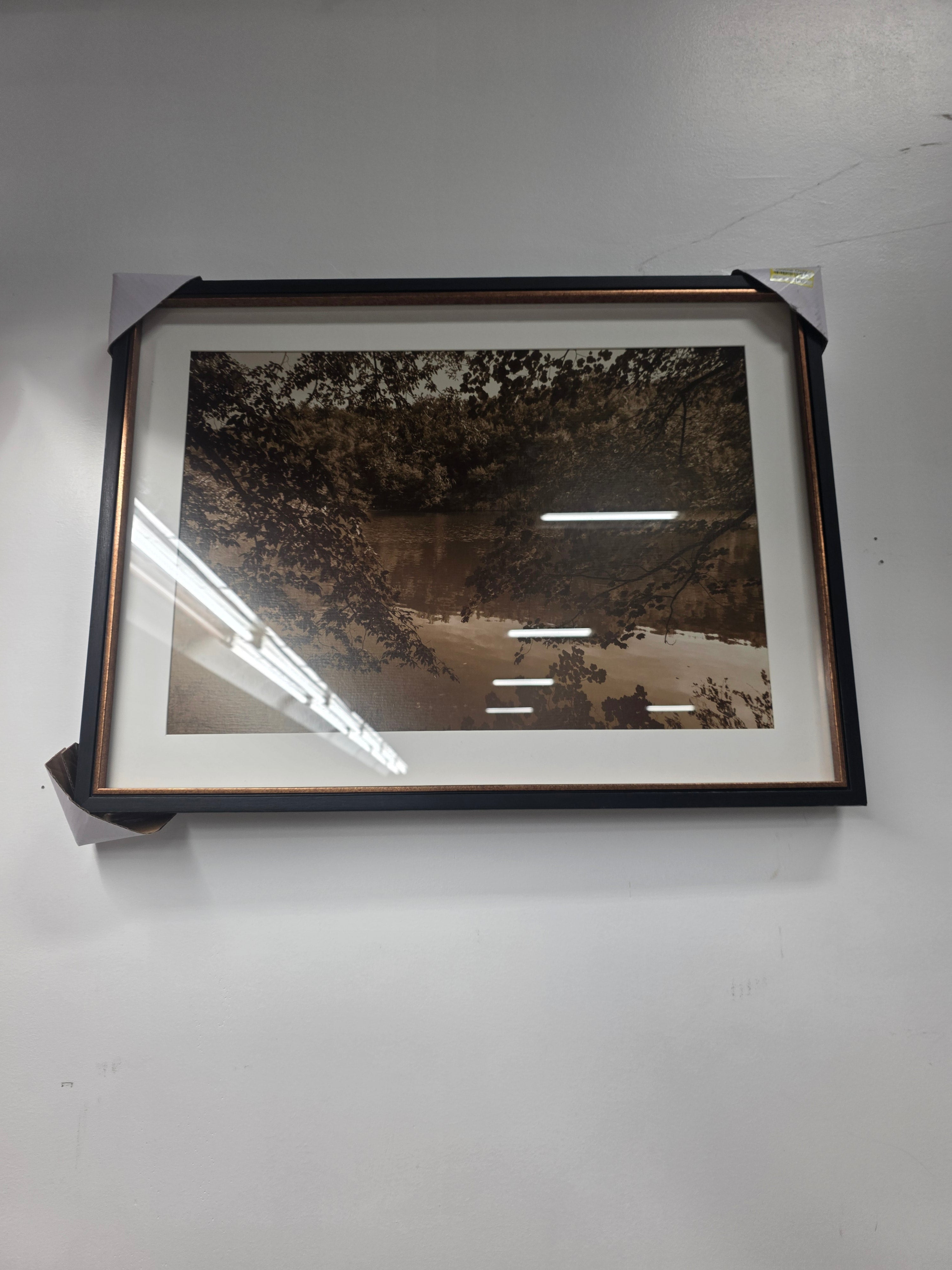24"x18" Abstract Lake Framed Wall Art - Threshold™ - SHOWROOM ITEM 