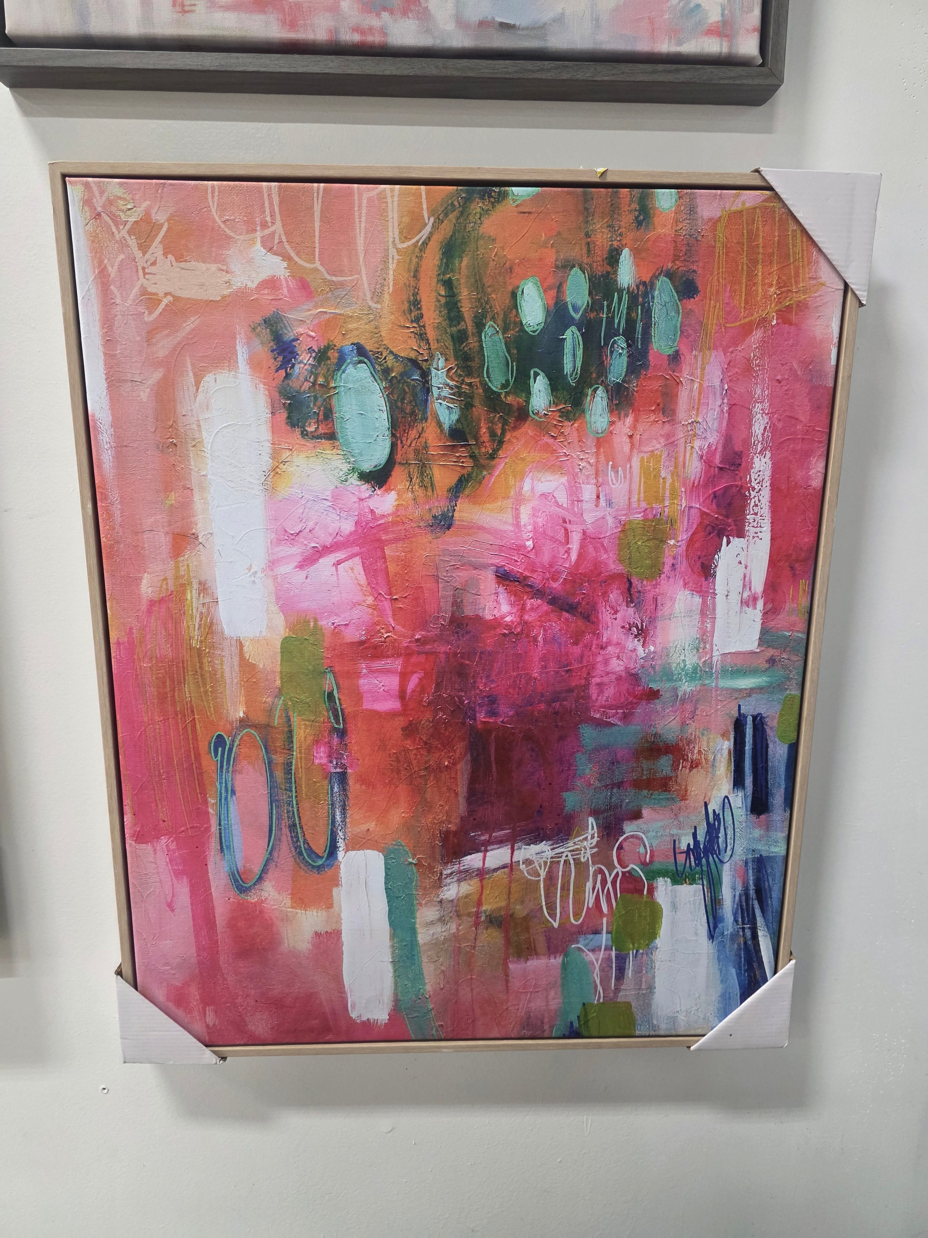 24" x 30" Colorful Collage by Amira Rahim Framed Wall Canvas - Threshold - SHOWROOM ITEM 