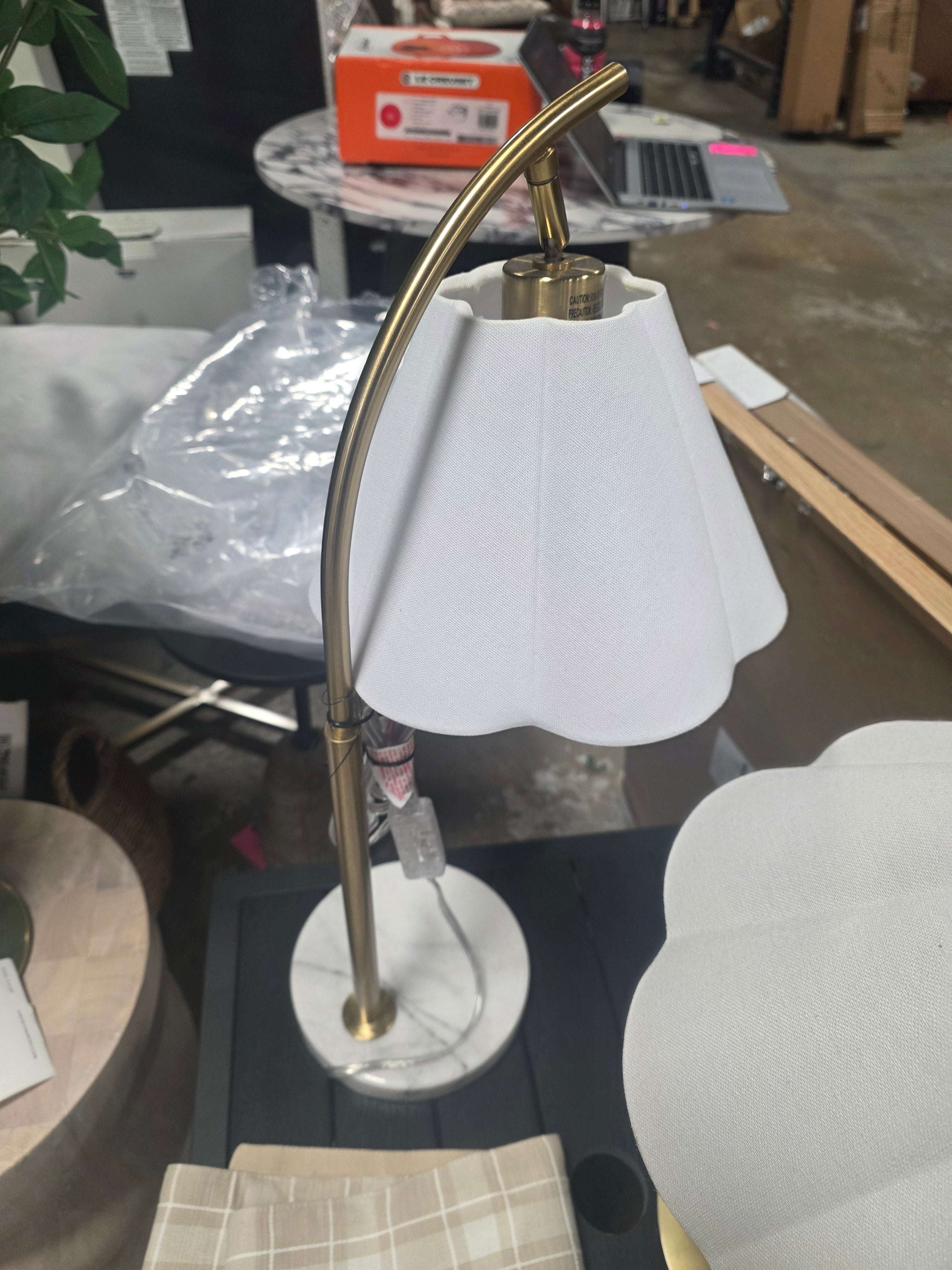 Scalloped Shade Table Lamp with Marble Base White - Threshold™ - SHOWROOM ITEM 