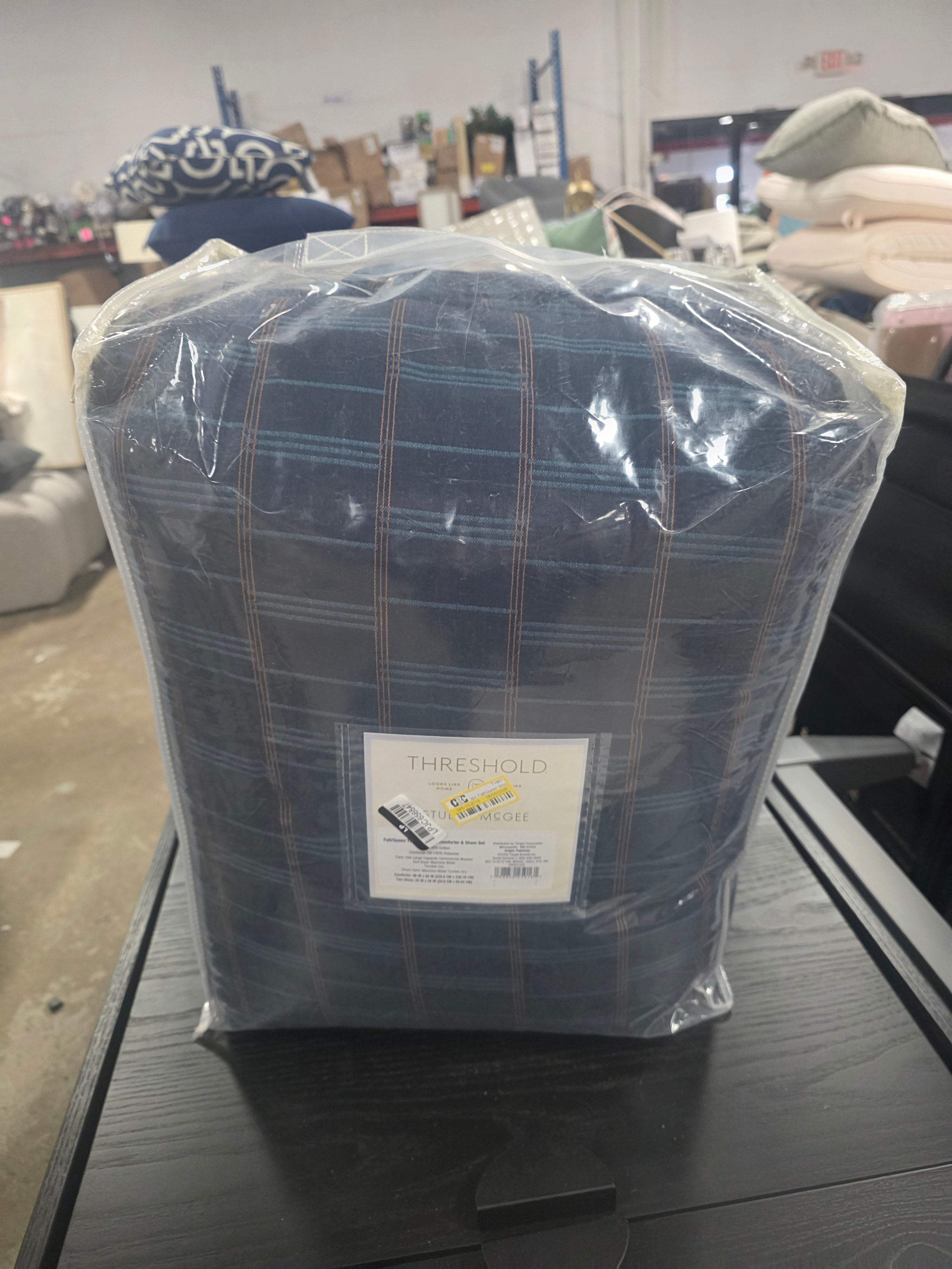 Woven Grid Comforter Set Navy Blue - Threshold™ designed with Studio McGee - SHOWROOM ITEM 
