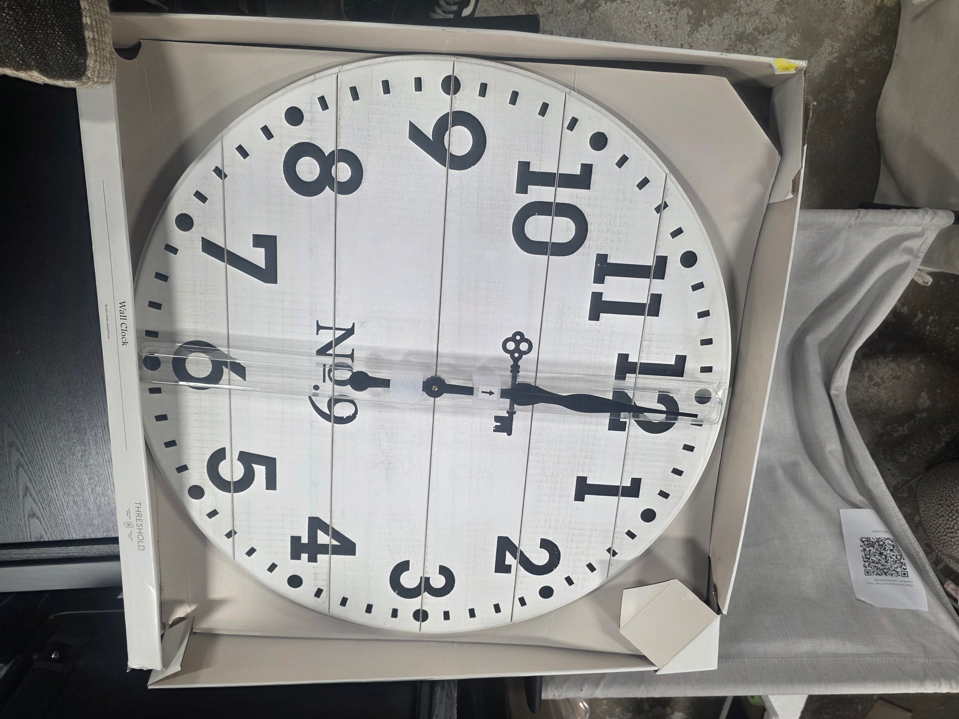 26" Farmhouse Wood Wall Clock White - Threshold - SHOWROOM ITEM 