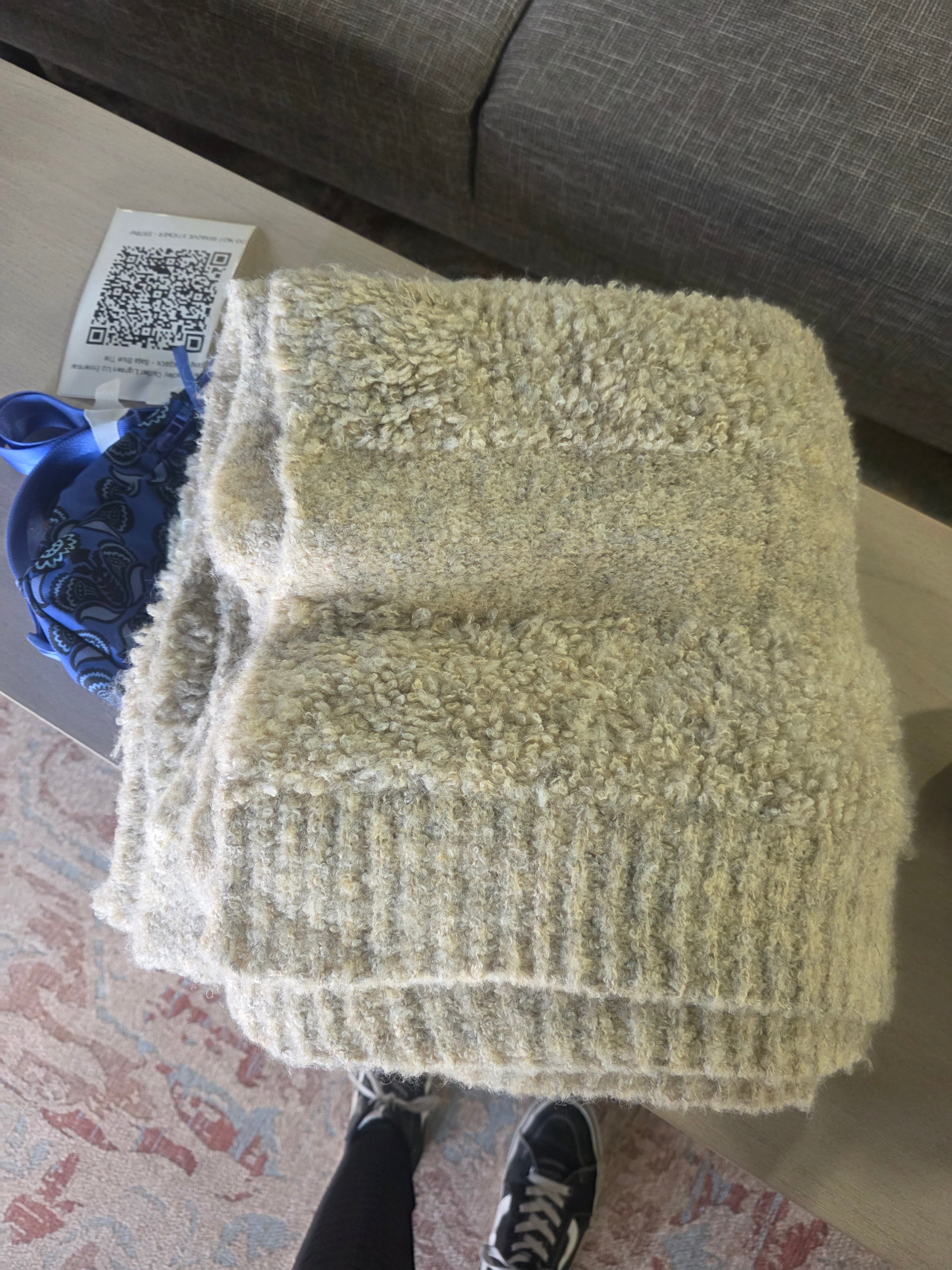 Threshold - 60x50" Bubble-Knit Stripes Wool Throw - SHOWROOM ITEM 
