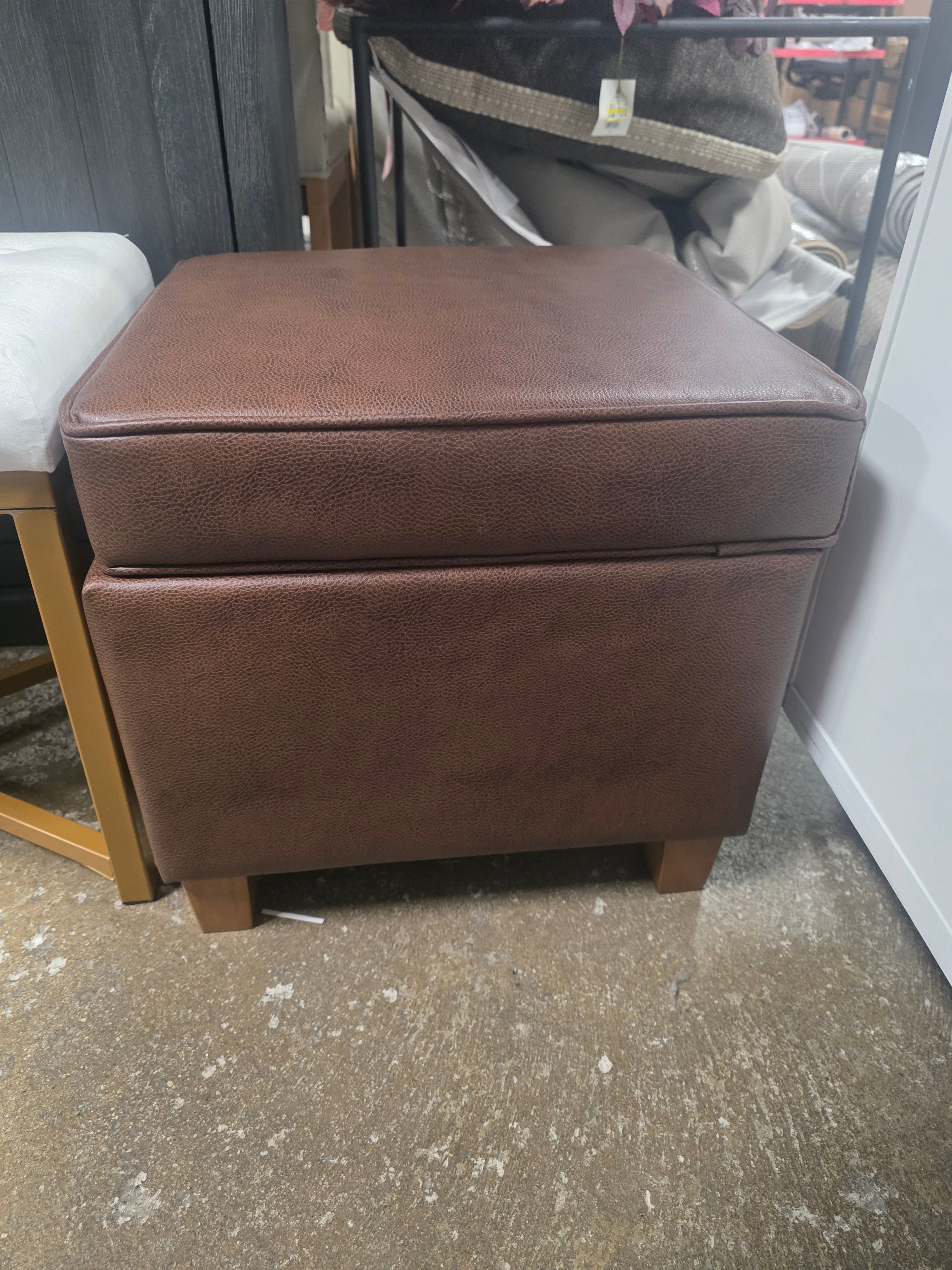 Cole Classics Square Storage Ottoman with Lift Off Top - HomePop - SHOWROOM ITEM 