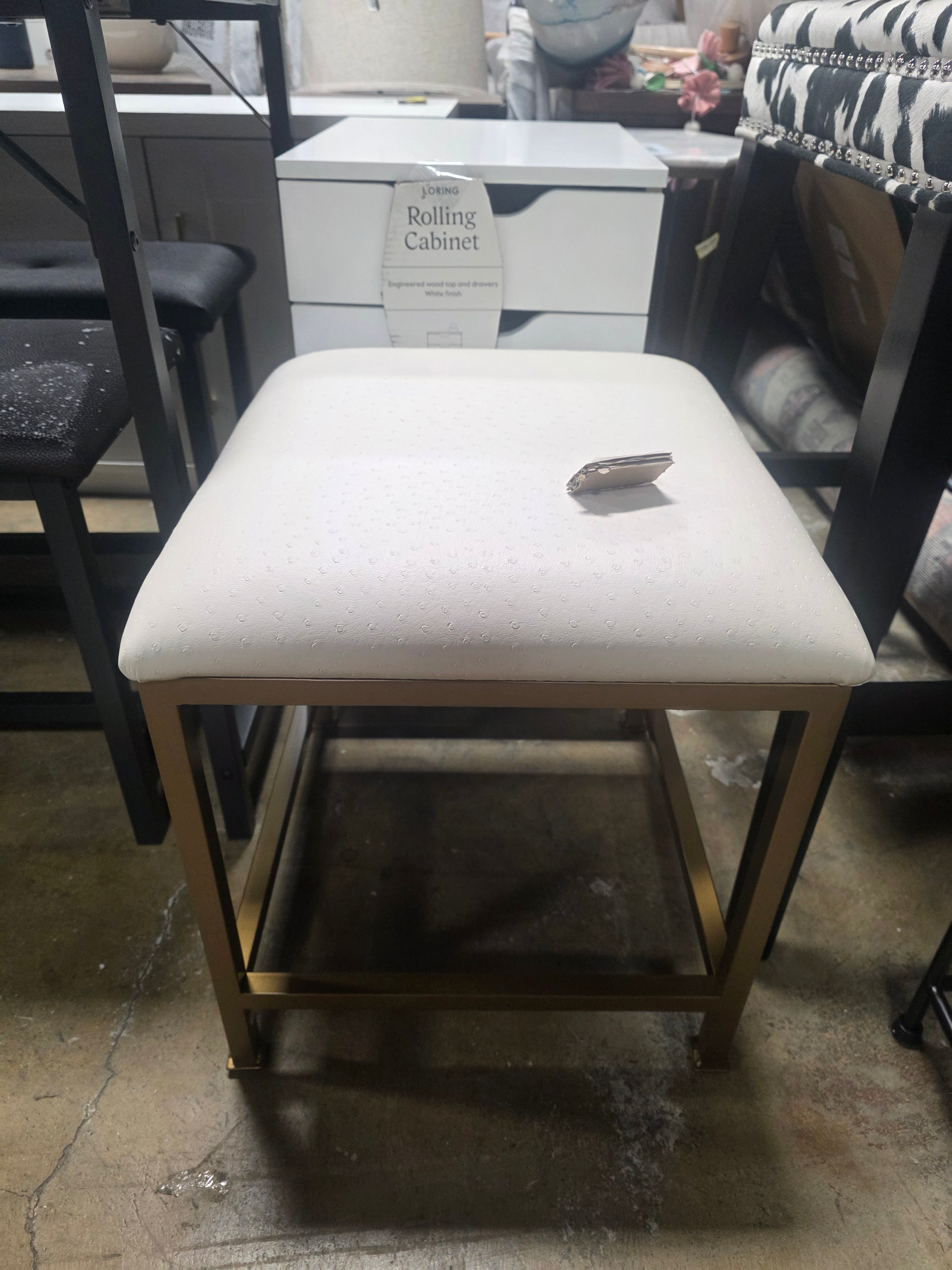 Aimee Vanity Stool Gold - Crosley: SHOWROOM ITEM 