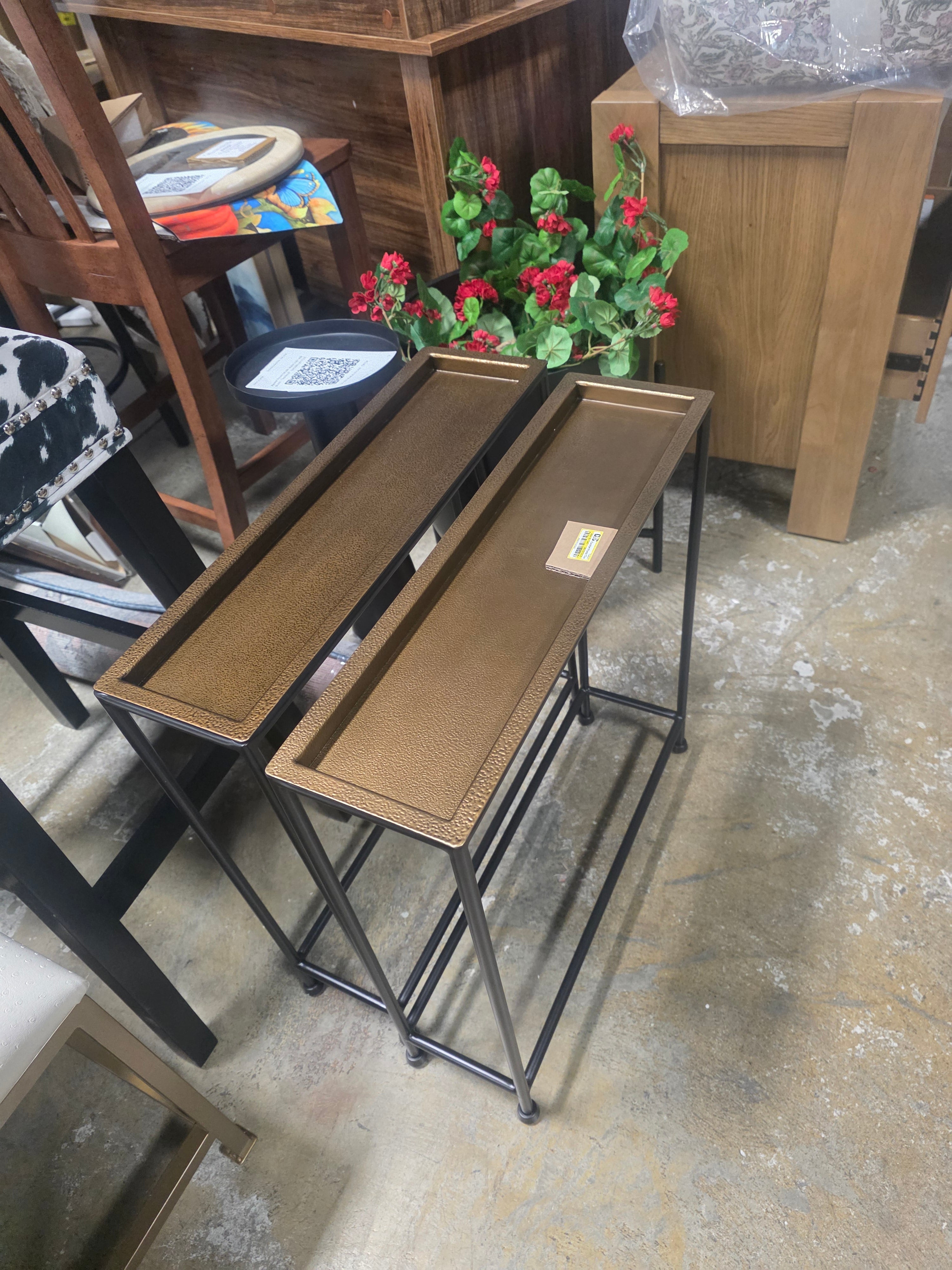 Comfort Pointe Tivoli Side Table Brass/Antique Bronze: Set of 2 - SHOWROOM ITEM 