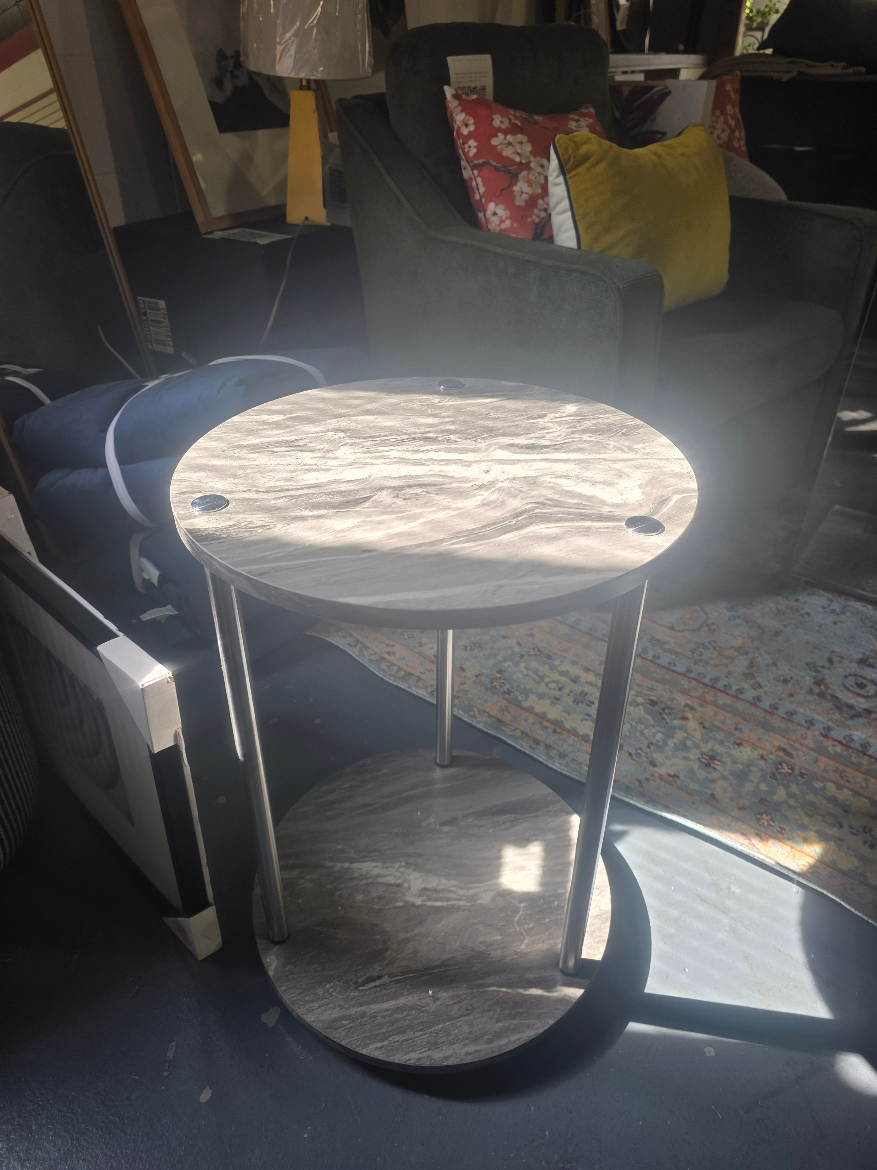 No Tools 2 Tier Round End Table - Breighton Home - SHOWROOM ITEM 