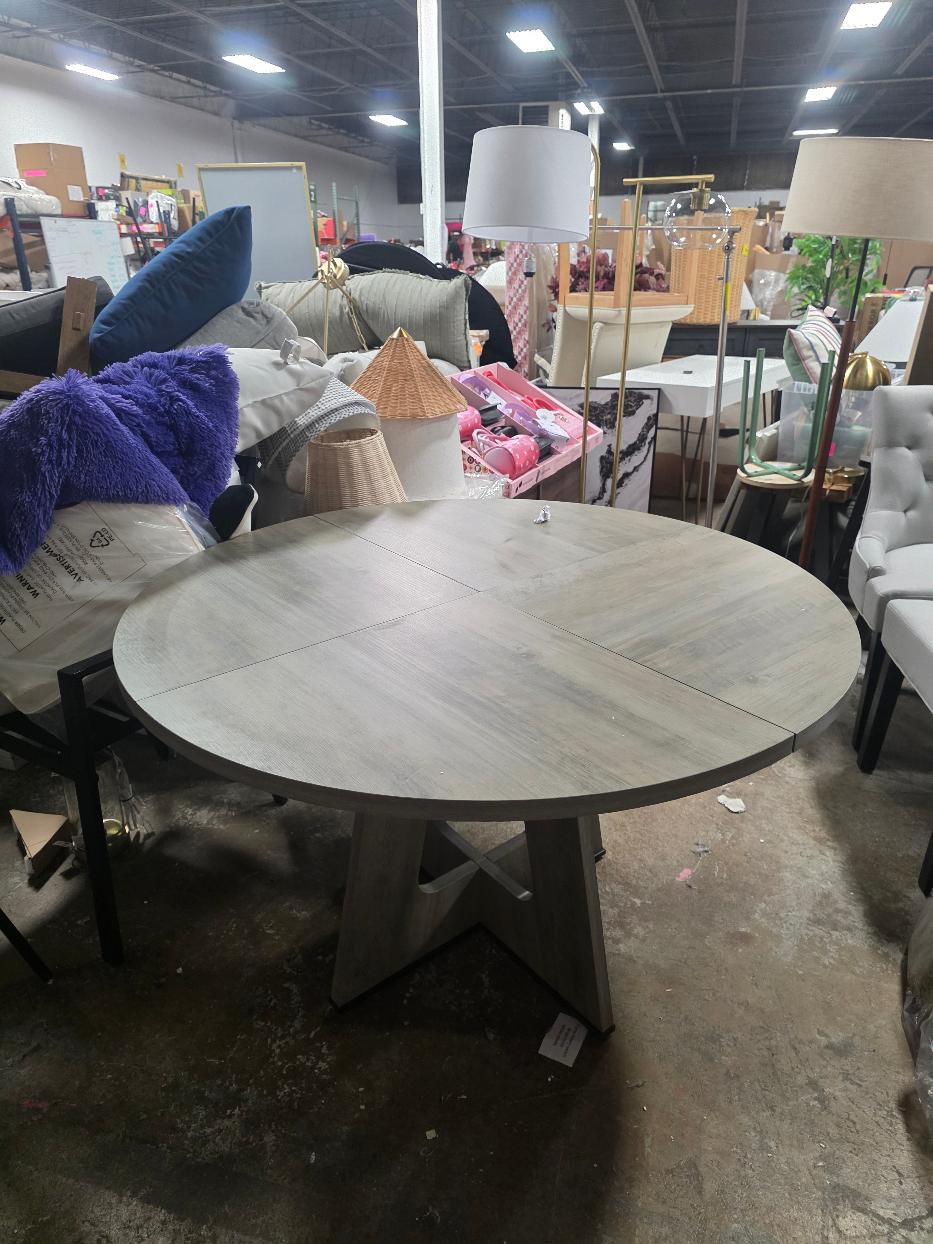 47 Inch Round Dining Table Gray - SHOWROOM ITEM 