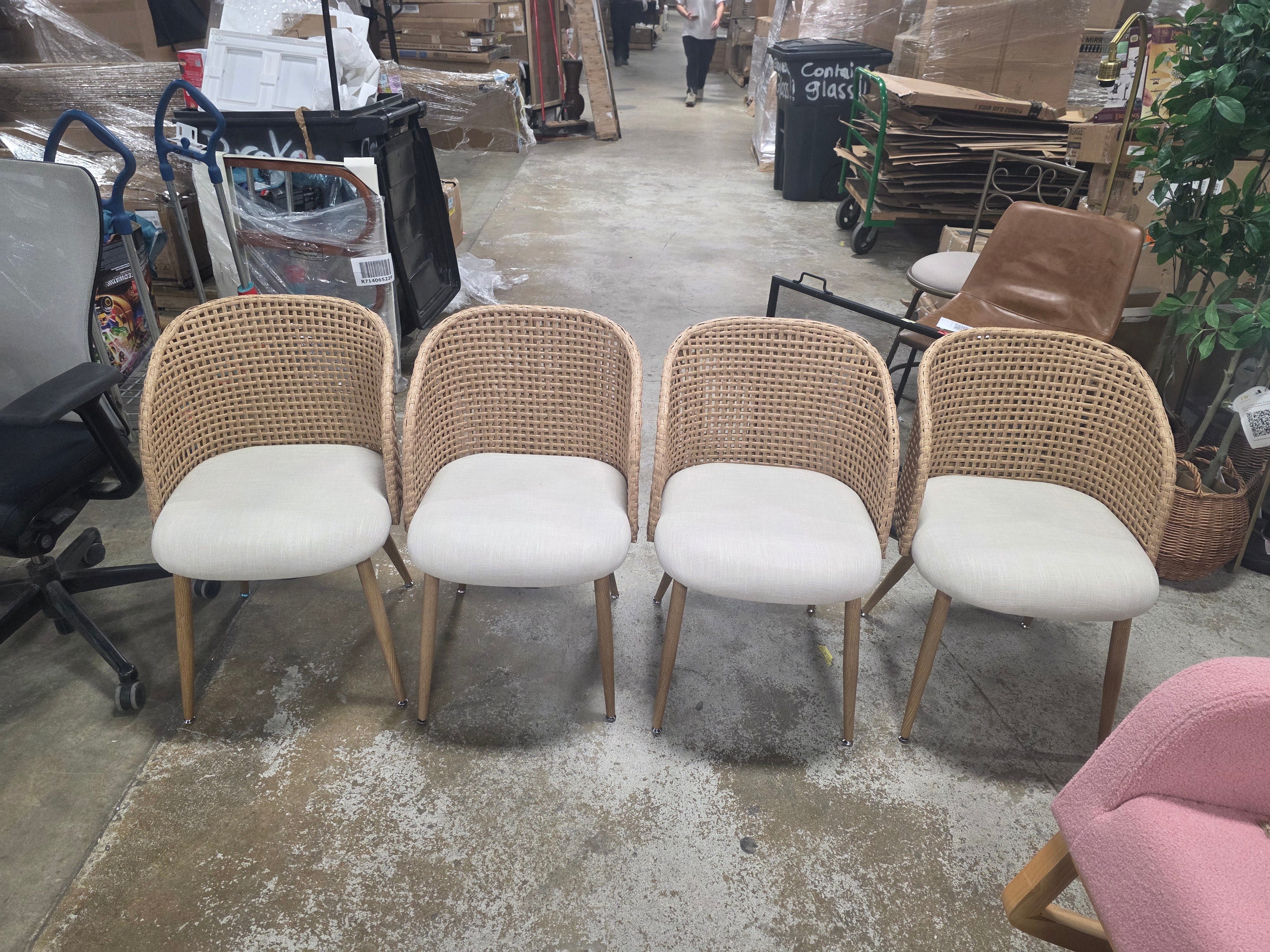 Rattan Upholstered Side Chair (Set of 4) - SHOWROOM ITEM 