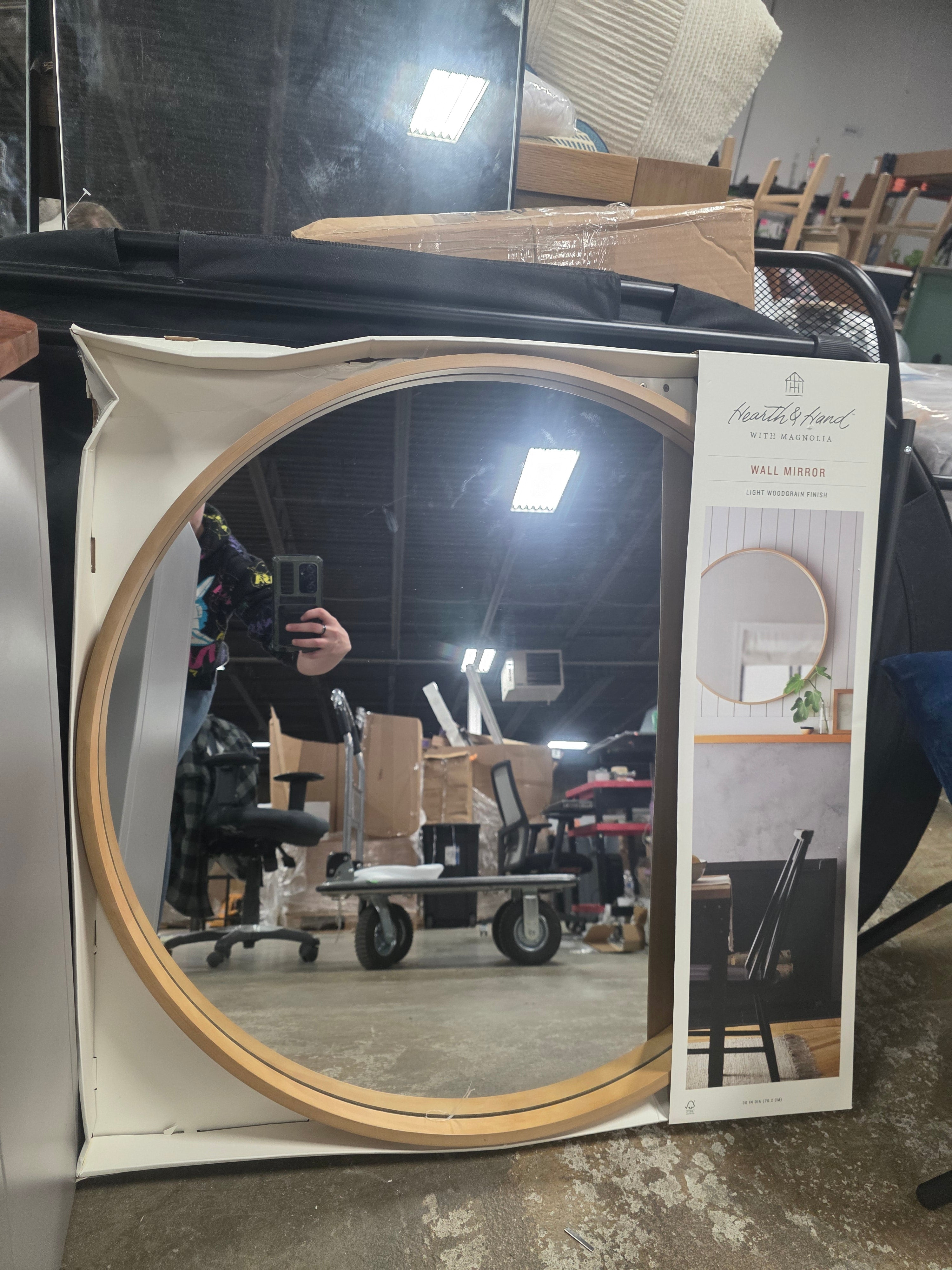 Round Wood Framed Wall Mirror - Hearth & Hand™ with Magnolia - SHOWROOM ITEM 