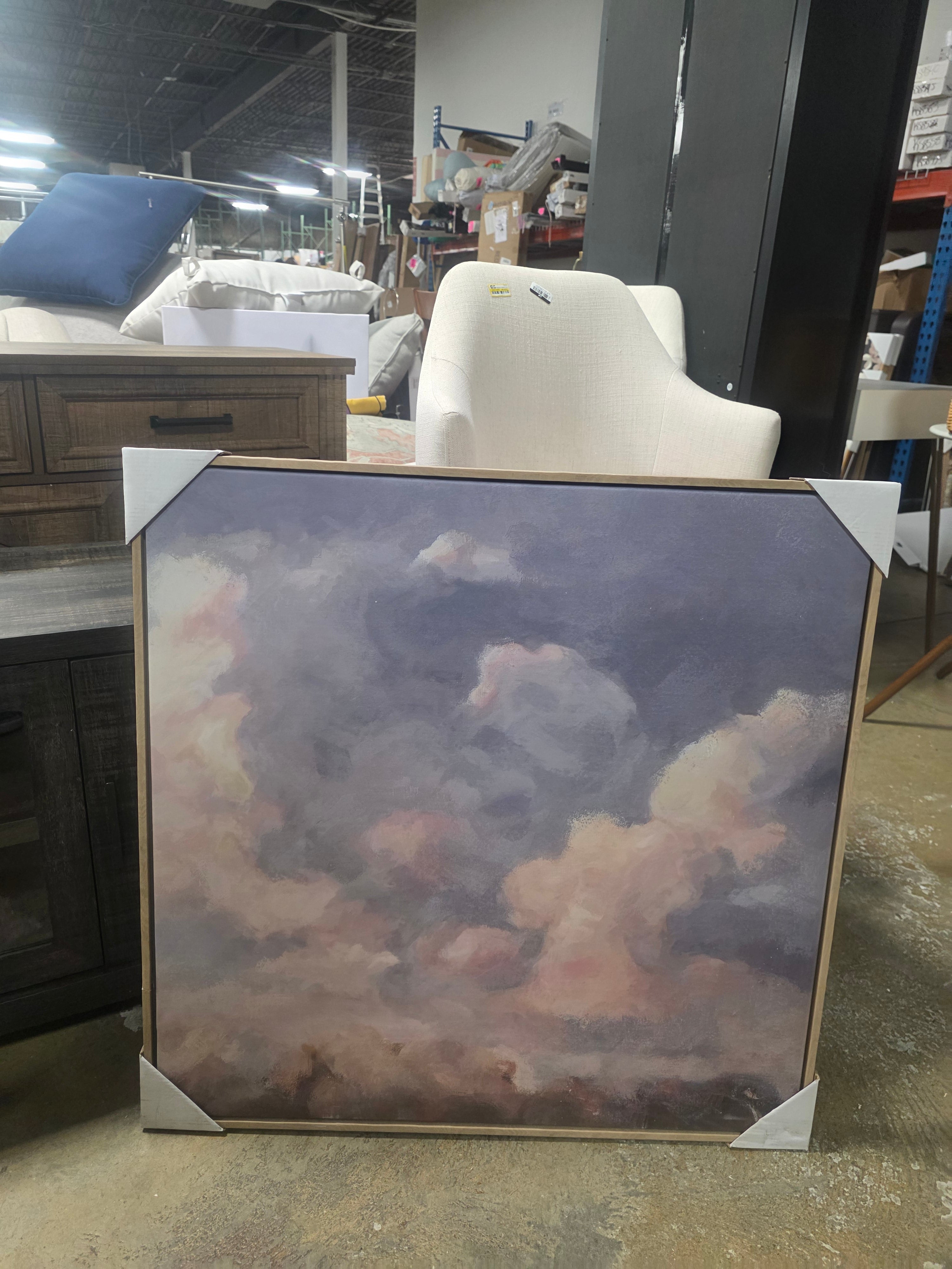 30"x30" Clouds Framed Canvas - Threshold™ designed with Studio McGee - SHOWROOM ITEM 