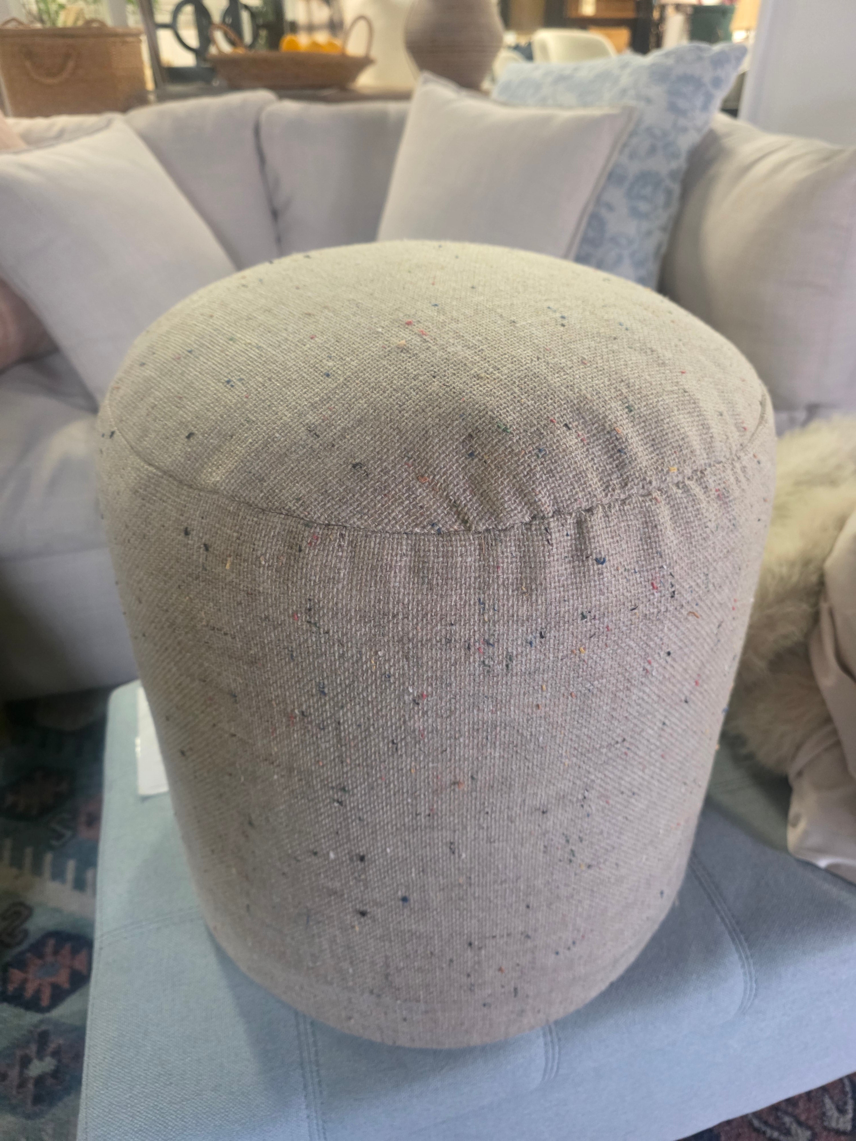 Speckled Pouf Ottoman Speckled Beige- Room Essentials™ - SHOWROOM ITEM 