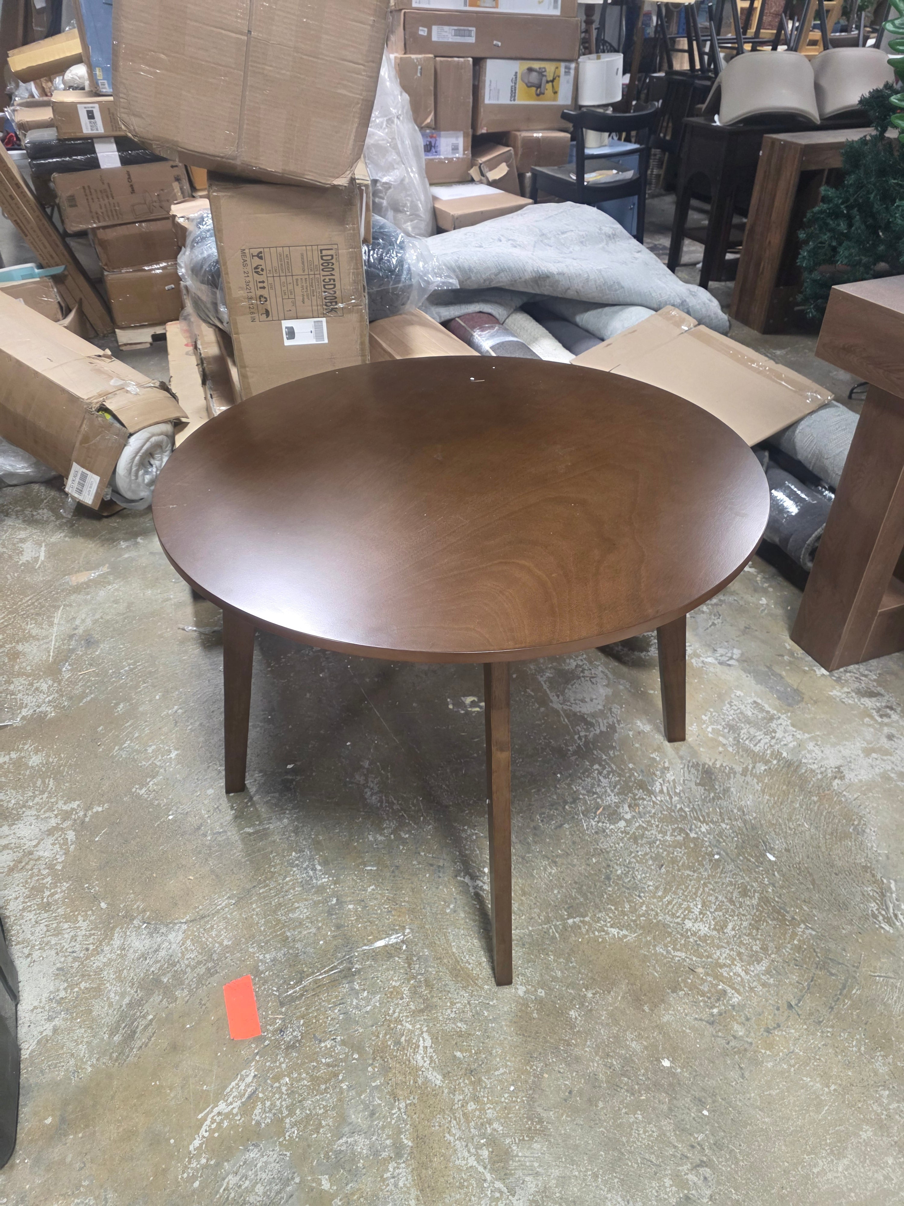 Aquin Round Solid Wood Base Dining Table - Walnut - SHOWROOM ITEM 