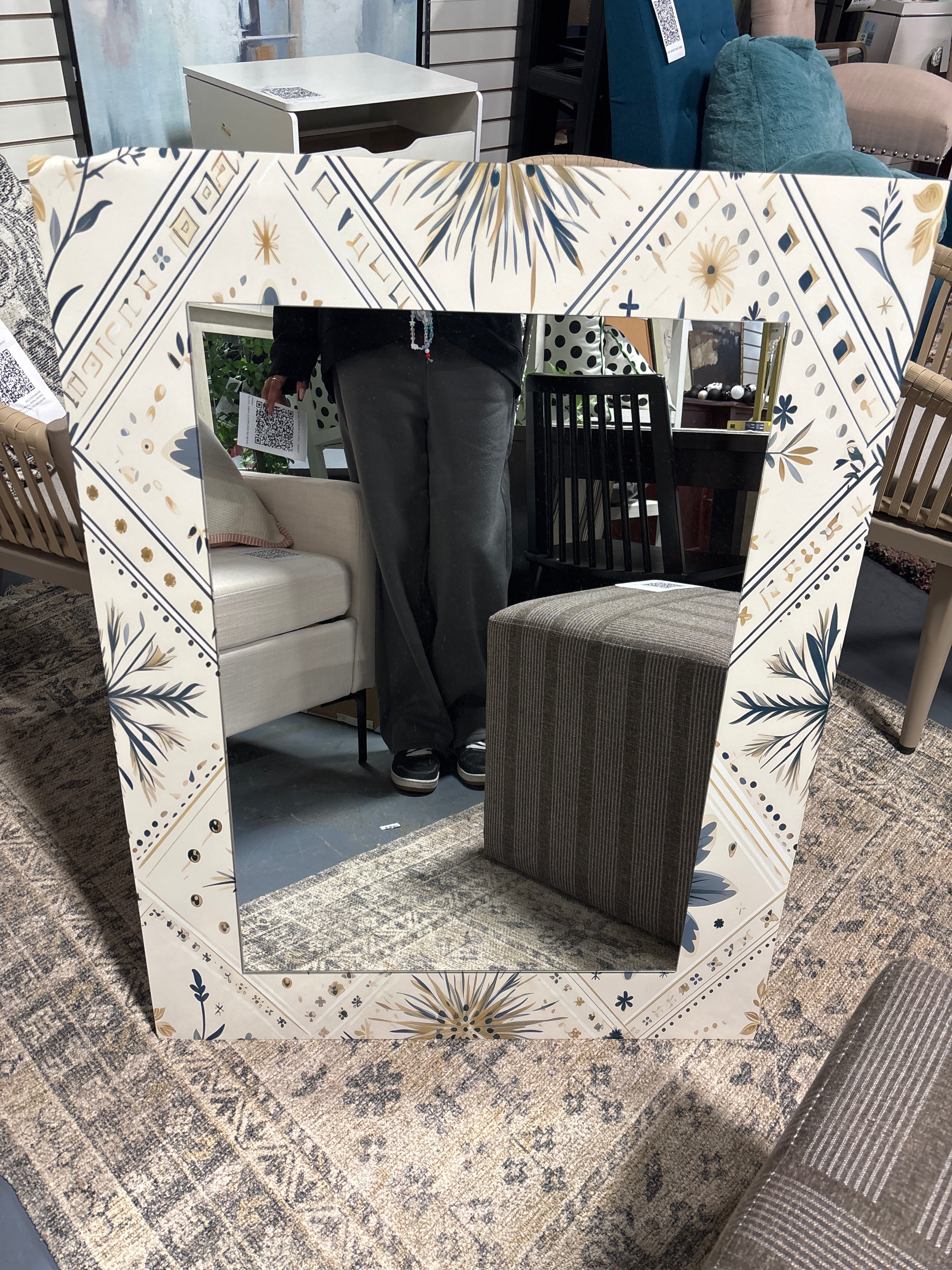 40"x30" Adaryl Vintage Neutrals Mosaic Flowers SHOWROOM ITEM