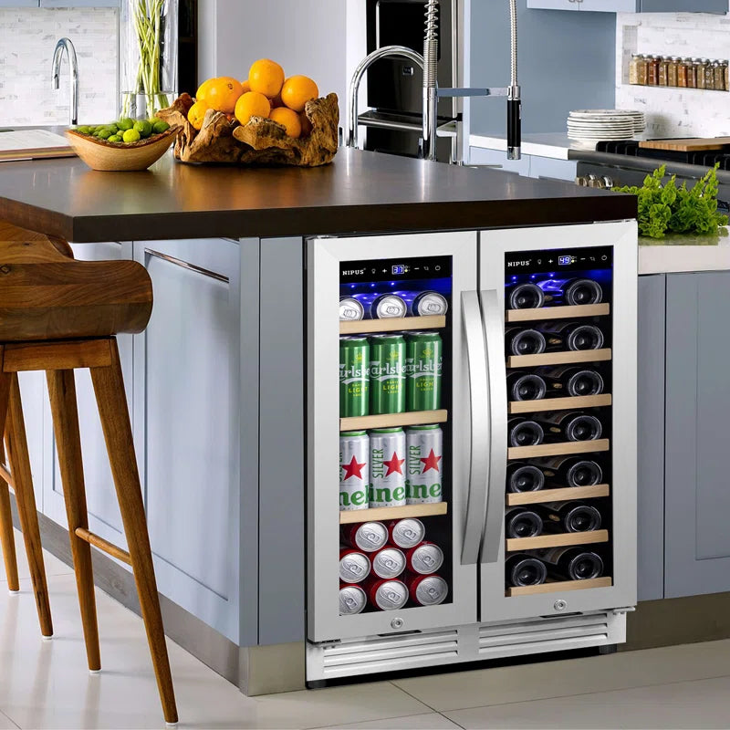 20 Bottle and 60 Can Series Nipus Dual Zone Built-in and Freestanding Wine & Beverage Refrigerator Tempered
