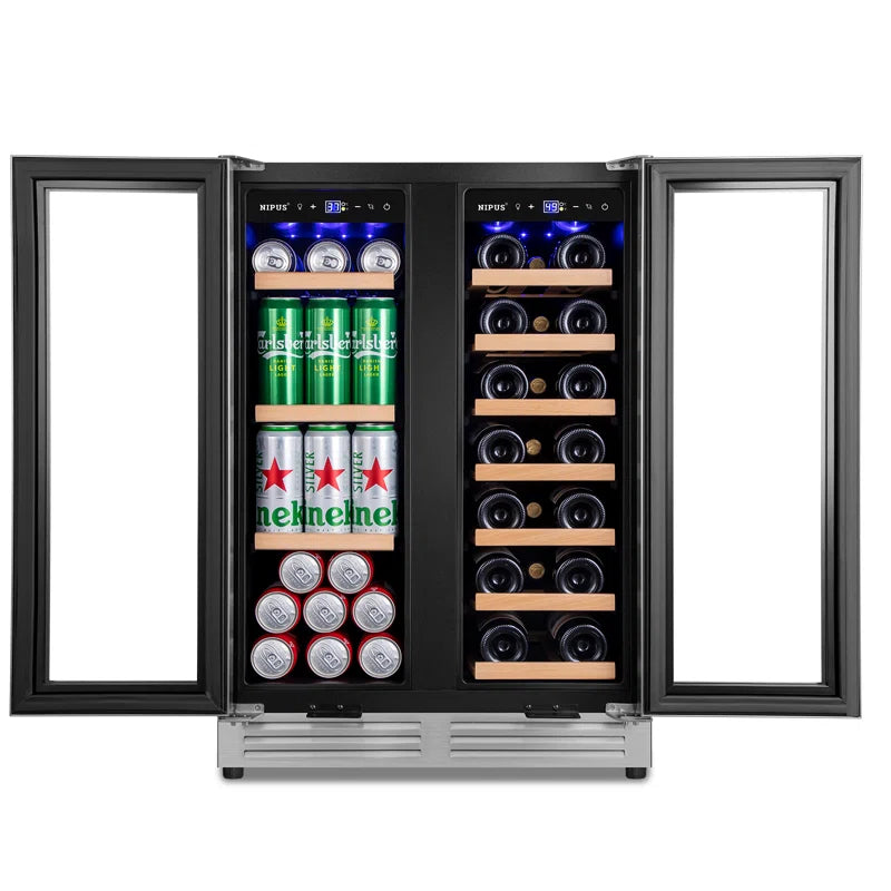 20 Bottle and 60 Can Series Nipus Dual Zone Built-in and Freestanding Wine & Beverage Refrigerator Tempered